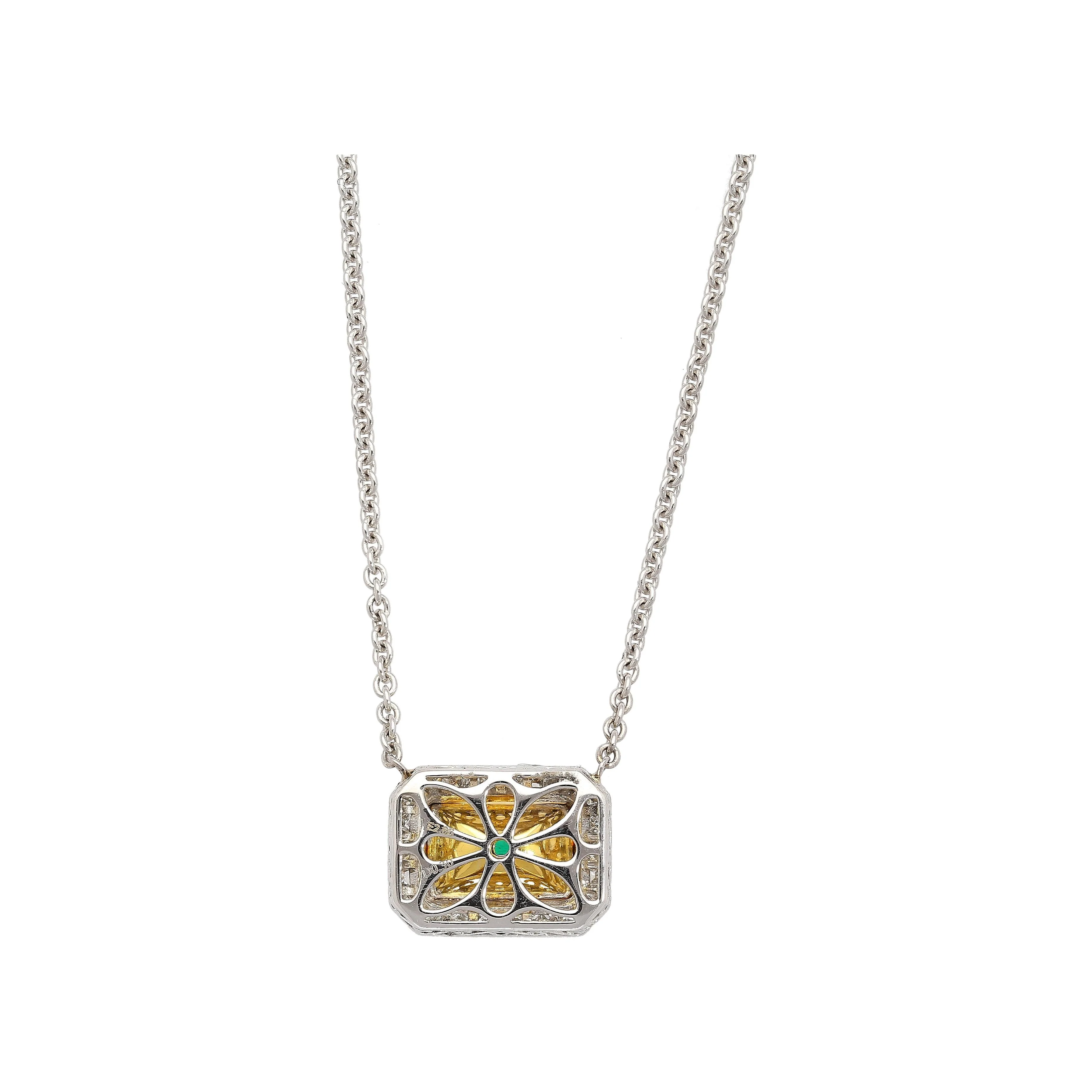 2.66 Carat Vivid Green Minor Oil Muzo Mine Colombian Emerald Floating Necklace - Image 5