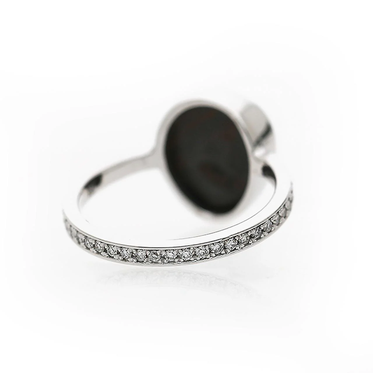 2.70 Carat Black Opal Freeform Shape Bezel Set 18K White Gold Ring - Image 7