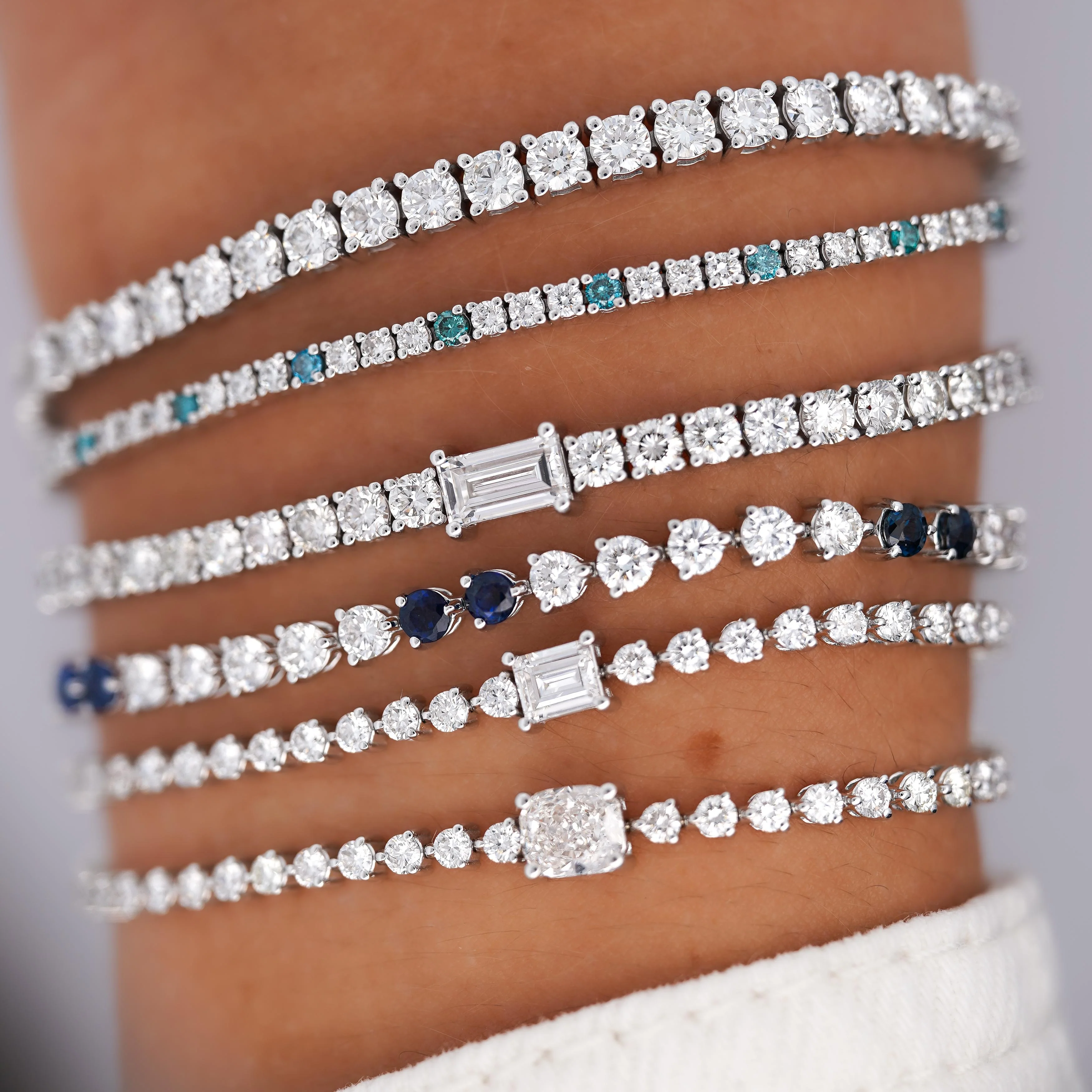 2.71 Carat Cushion & Round Lab Grown Diamond 14K White Gold Tennis Bracelet - Image 8