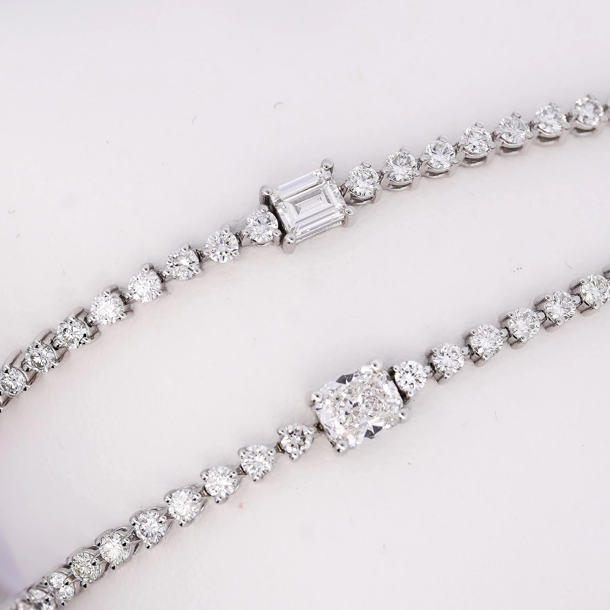 2.71 Carat Cushion & Round Lab Grown Diamond 14K White Gold Tennis Bracelet - Image 9
