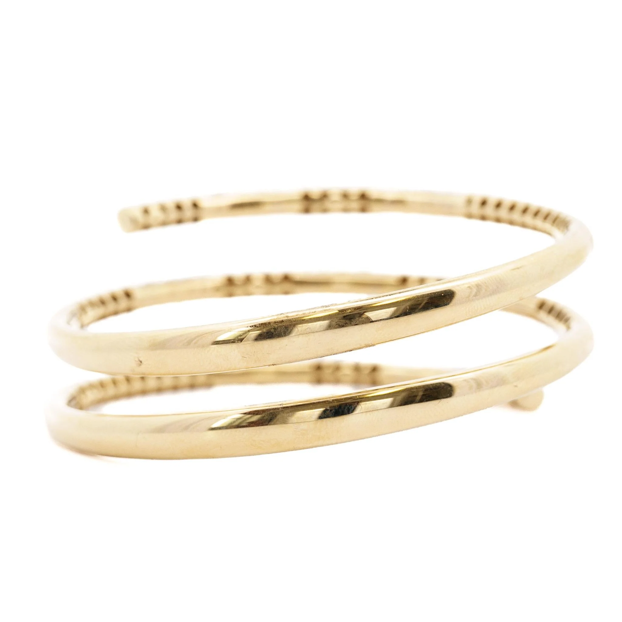 2.75 Carat Diamond 3-Row Curved 14K Gold Bangle Bracelet - Image 3