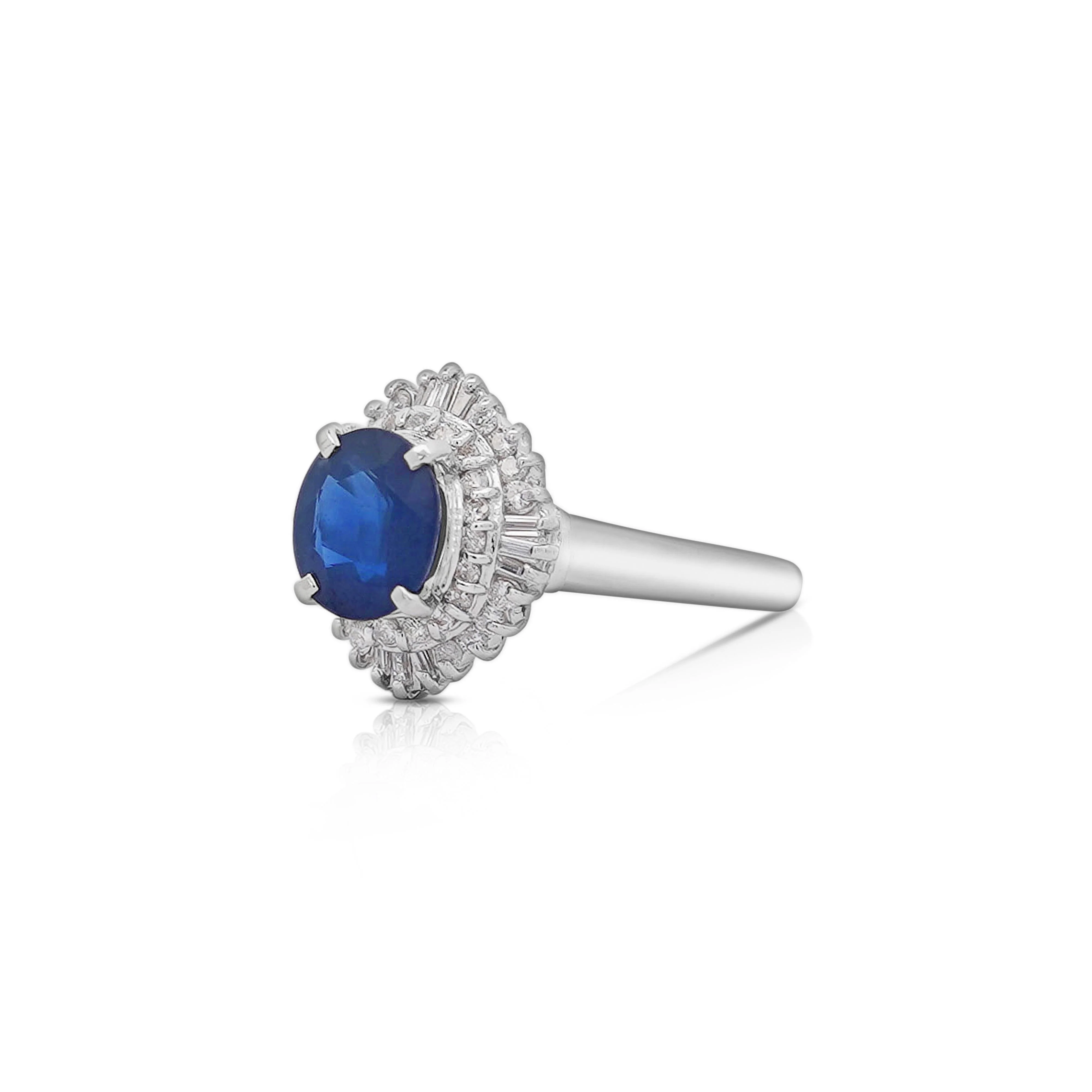 2.8 Carat Oval Blue Sapphire and Diamond Ballerina Halo Ring - Image 6