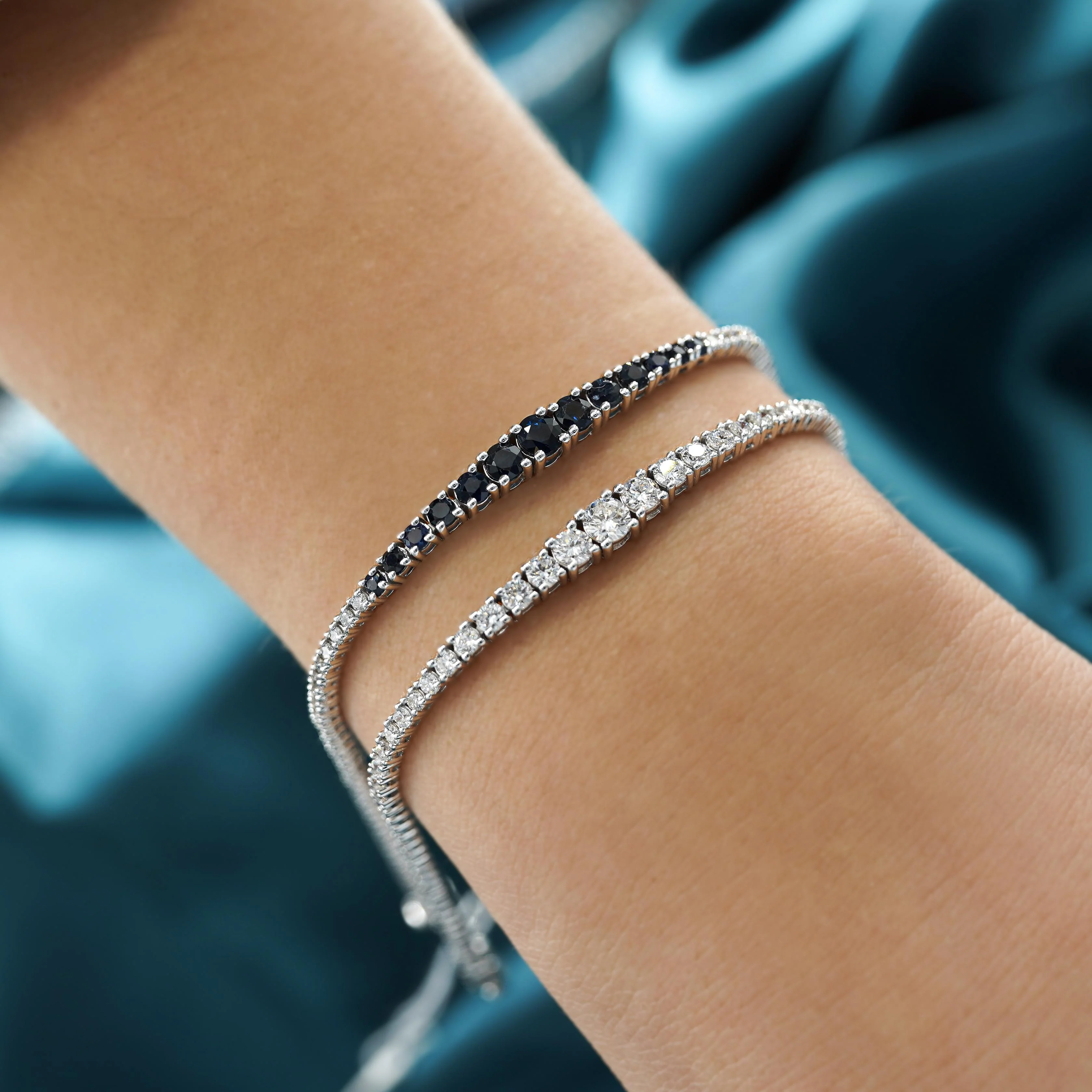2.85 Carat Lab Grown Diamond 14K White Gold Graduating Tennis Bracelet - Image 3