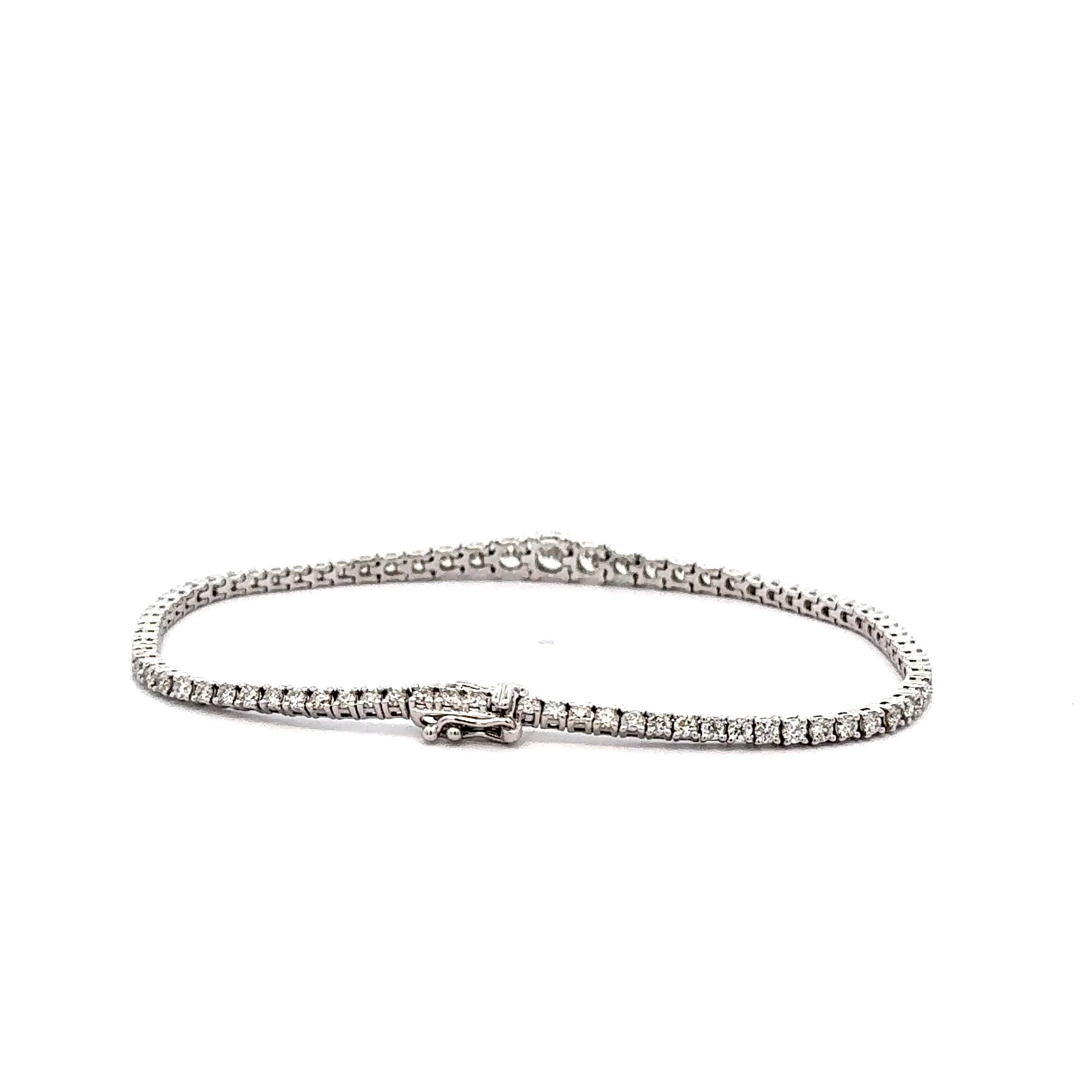 2.85 Carat Lab Grown Diamond 14K White Gold Graduating Tennis Bracelet - Image 5