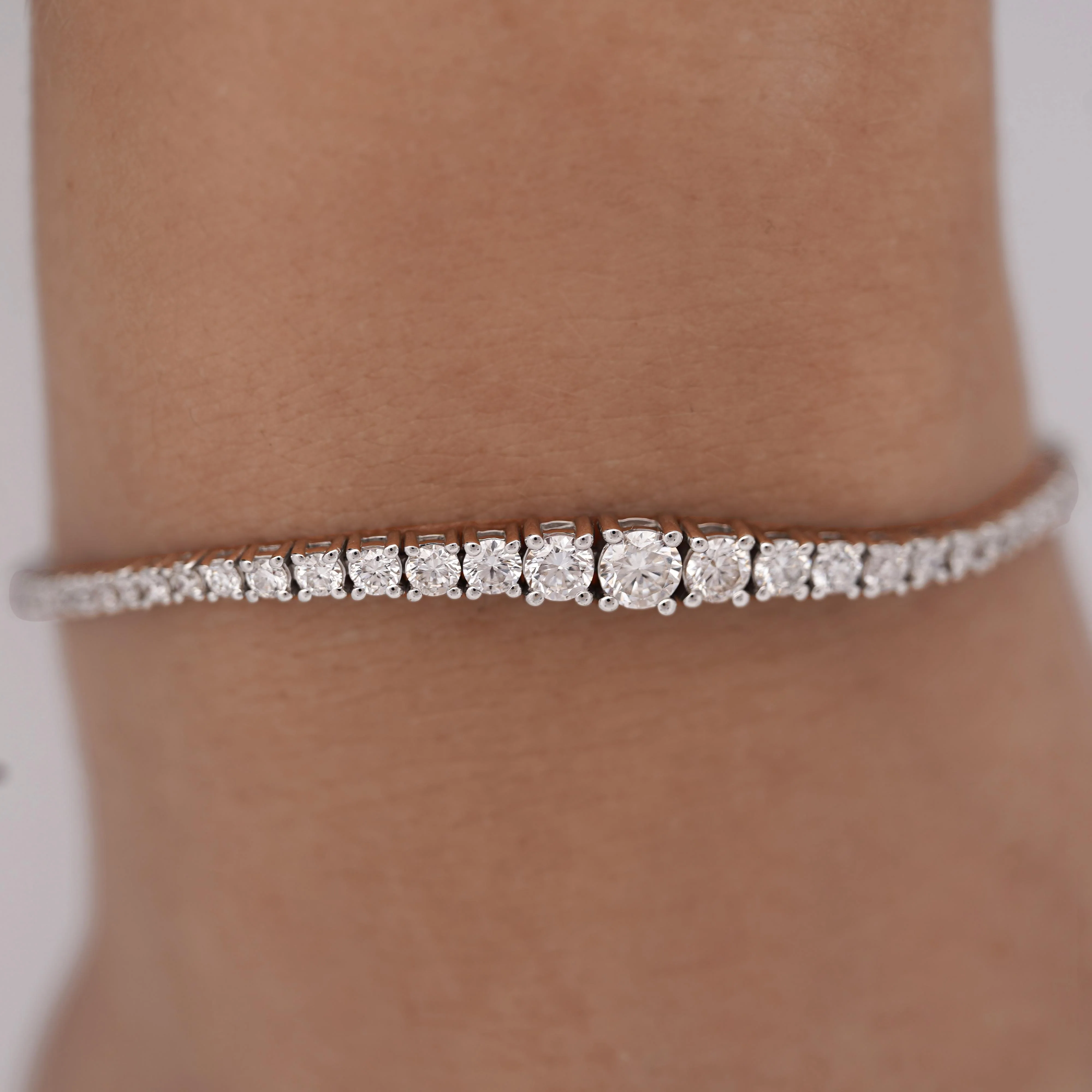2.85 Carat Lab Grown Diamond 14K White Gold Graduating Tennis Bracelet - Image 8