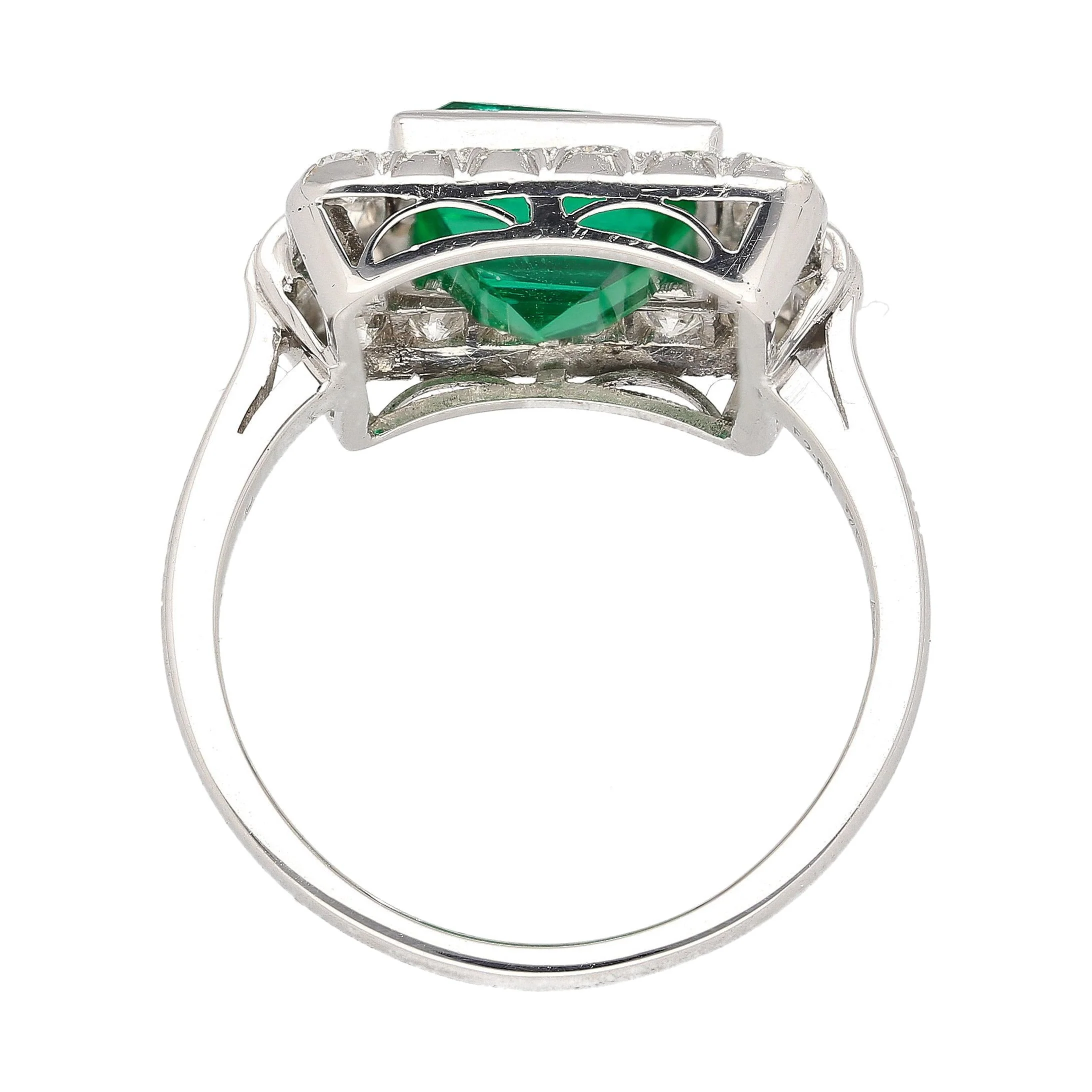 2.86 Carat Afghan-Chinese Minor Oil Emerald & Diamond Halo Ring in 18K Gold - Image 5