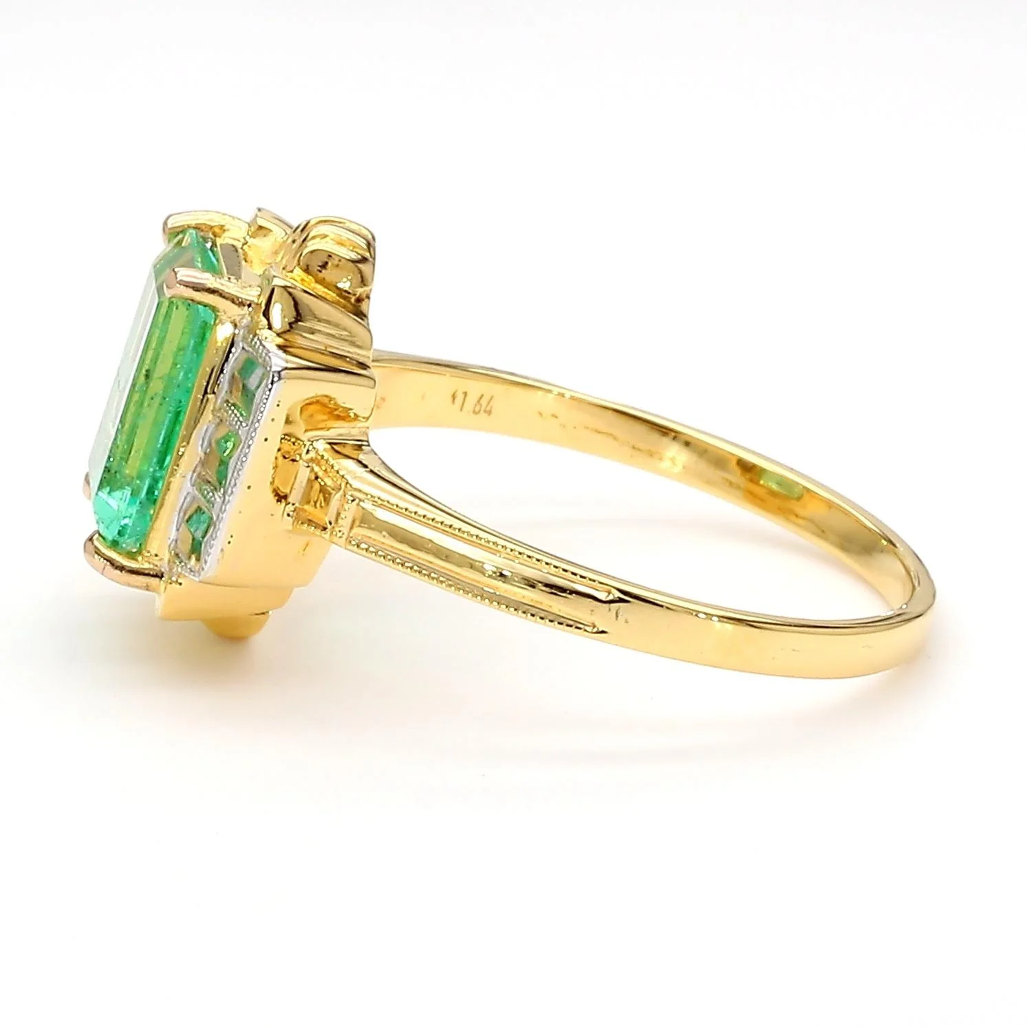 2 Carat Colombian Emerald Diamond Cut 14K Gold Ring - Image 10
