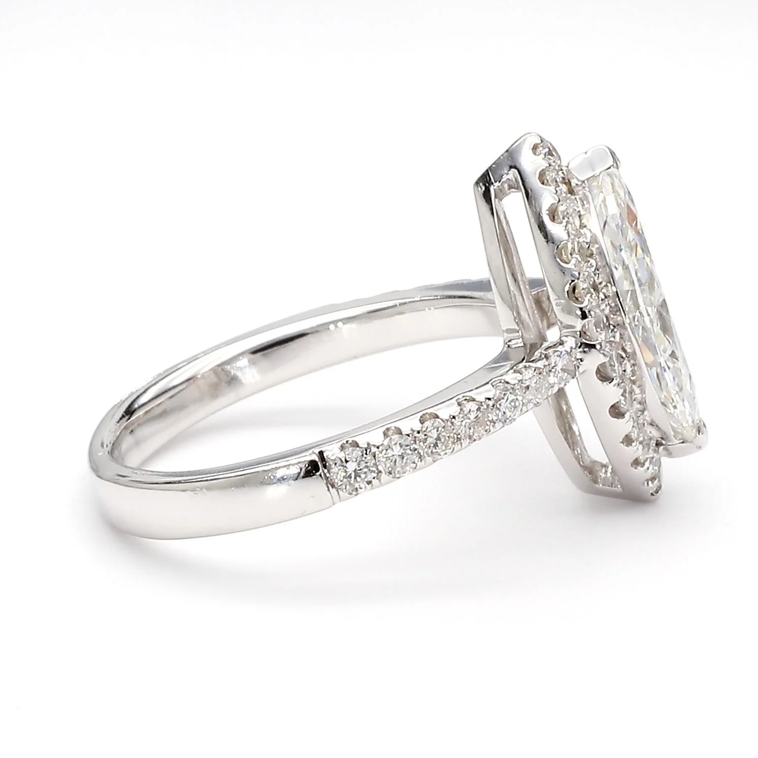 2 Carat Marquise Diamond H Color SI1 Pave Halo 14K White Gold Engagement Ring - Image 3