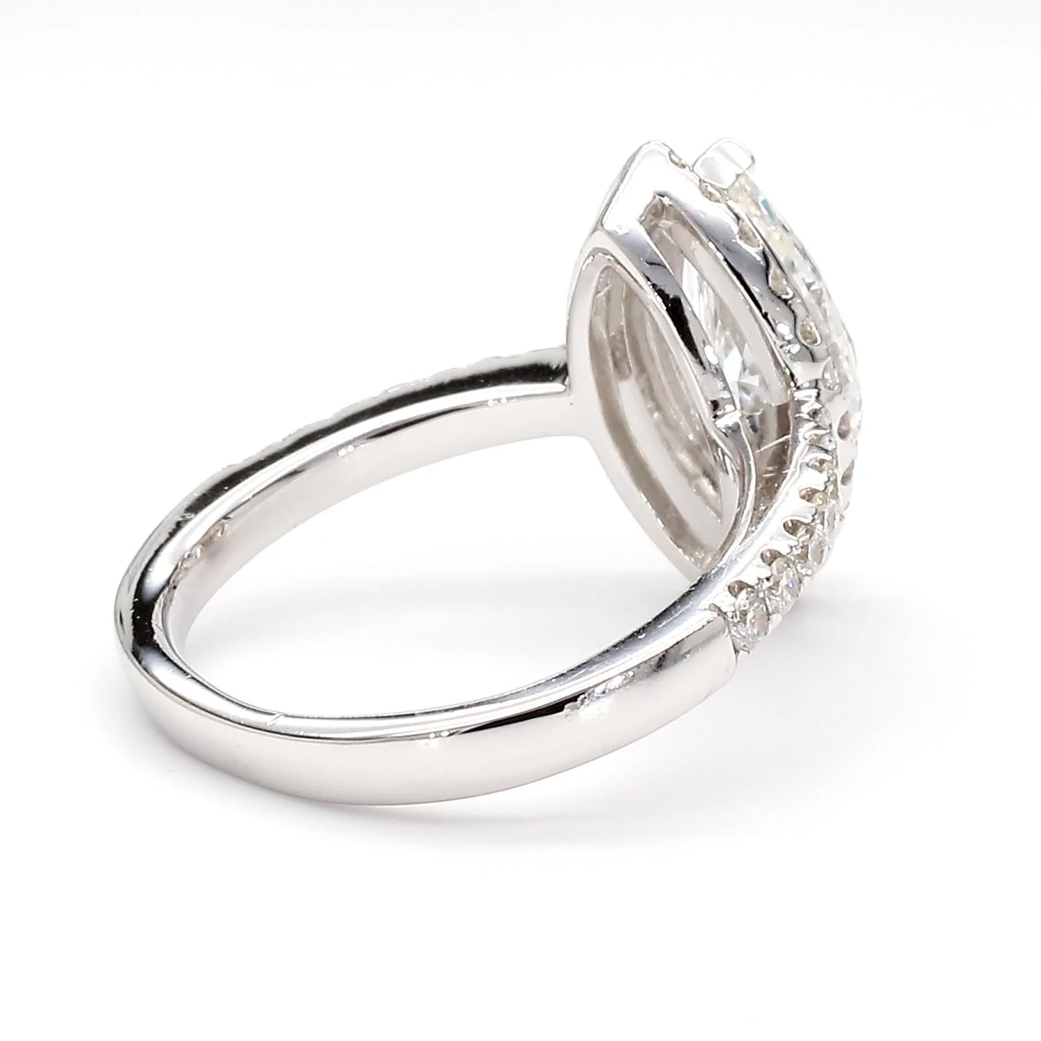 2 Carat Marquise Diamond H Color SI1 Pave Halo 14K White Gold Engagement Ring - Image 4