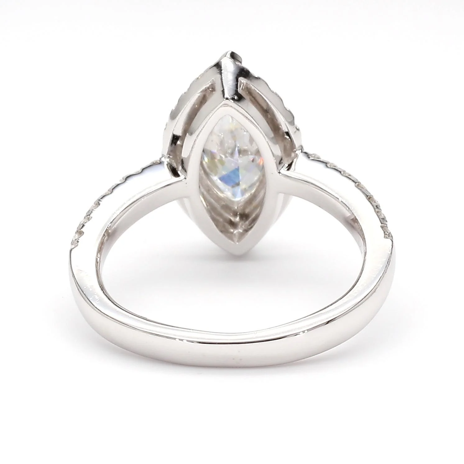 2 Carat Marquise Diamond H Color SI1 Pave Halo 14K White Gold Engagement Ring - Image 5
