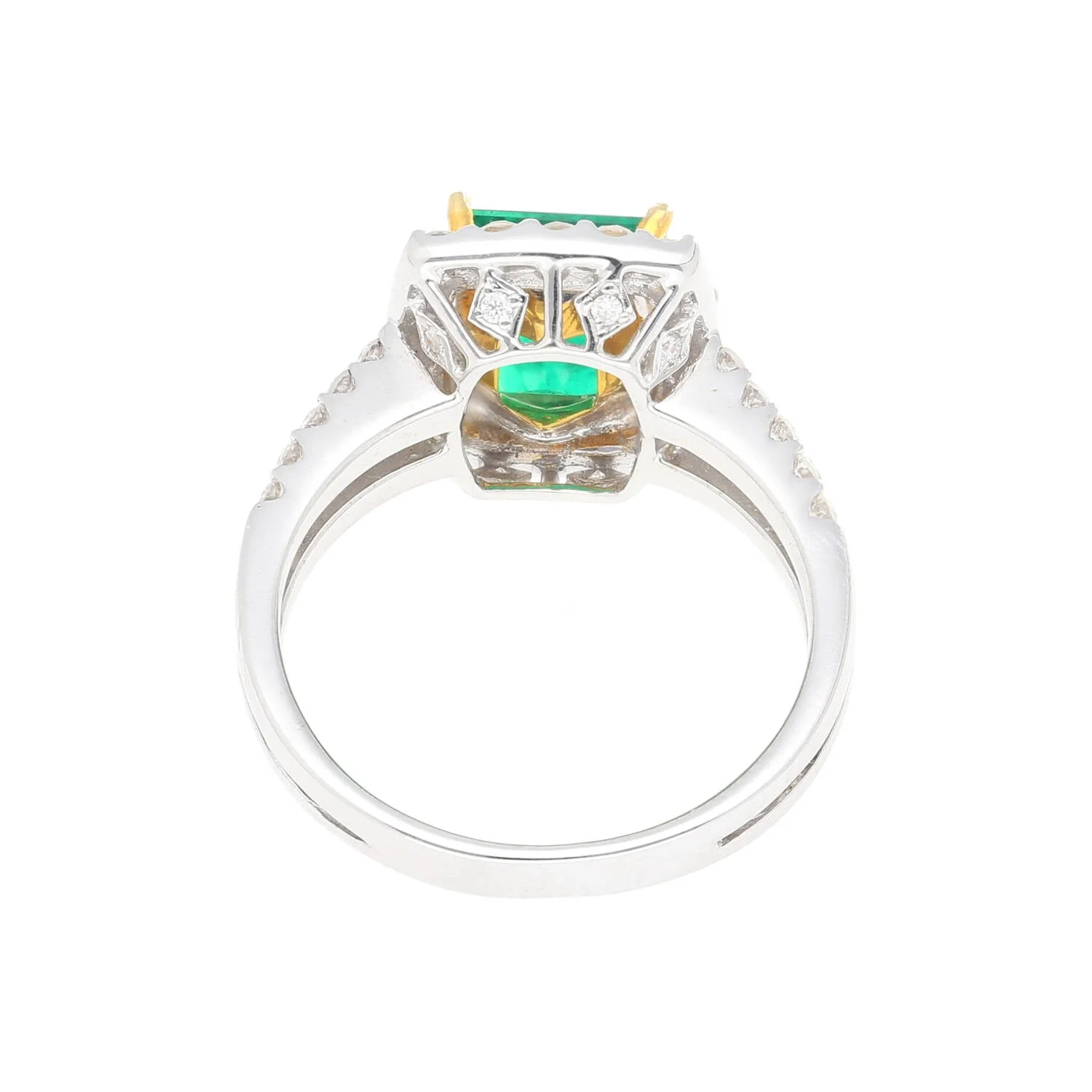 2.06 Carat Old Mine Muzo Colombian Emerald & Diamond Halo with Split Shank 18K Ring - Image 4