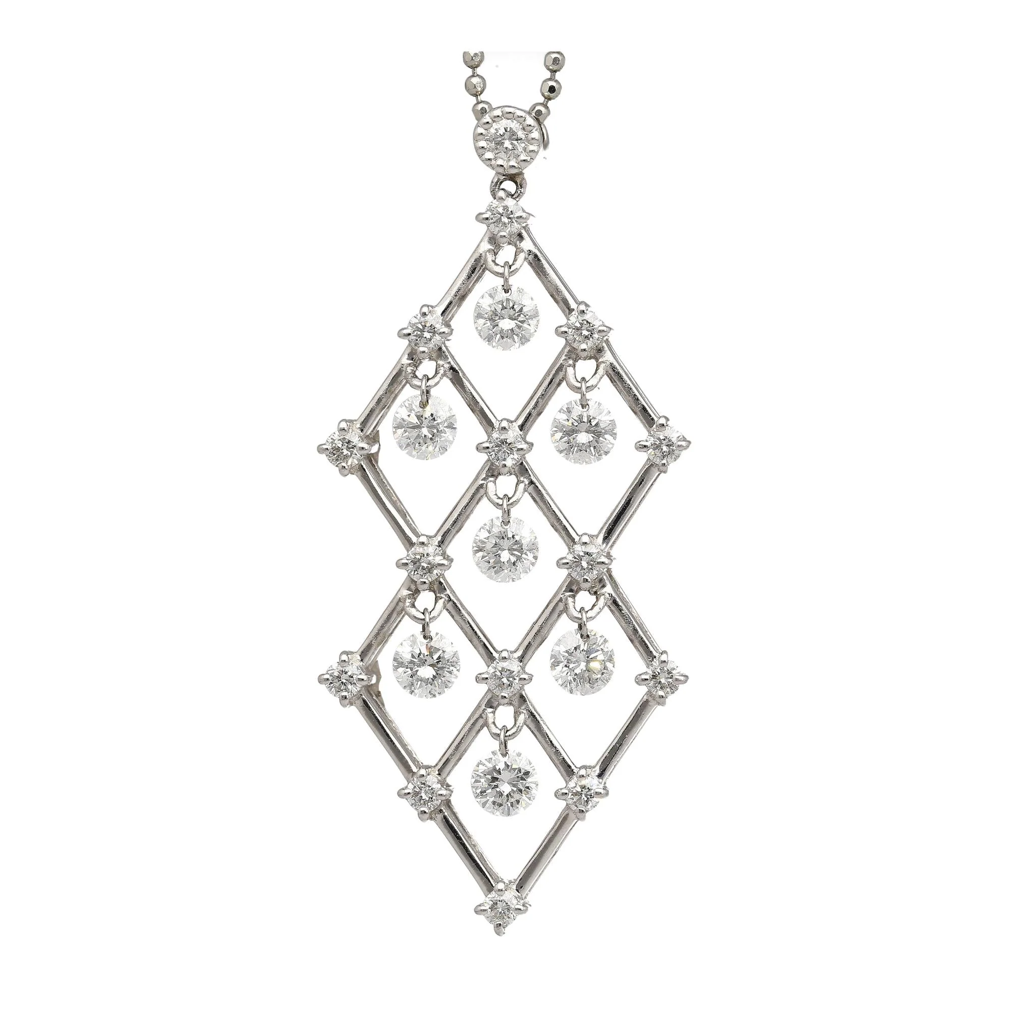 2 Carat tw Diamond Dangling Platinum Pendant Necklace - Image 3