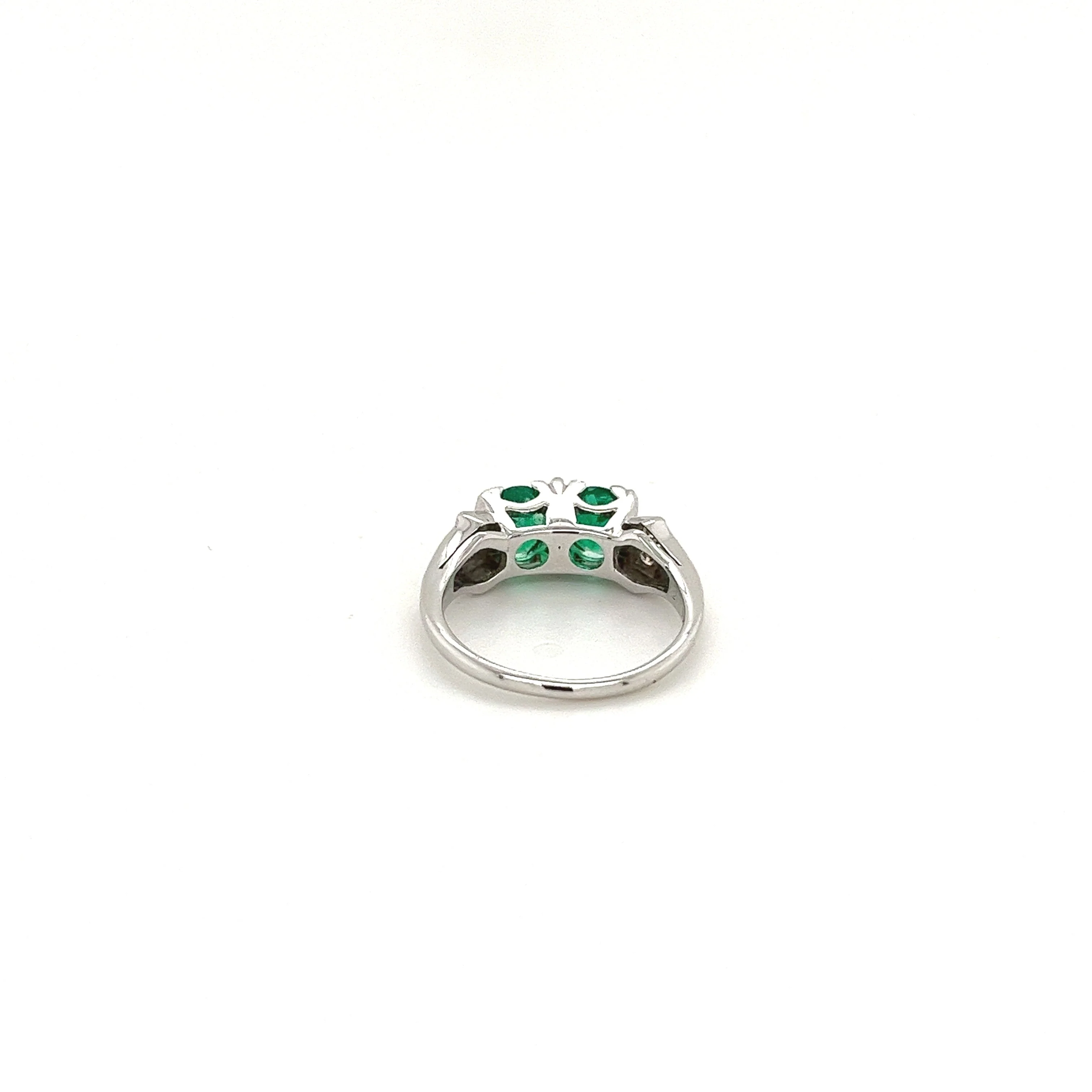 2-Stone 0.92CT TW Round Cut Natural Emerald Ring in 18k White Gold - Image 4