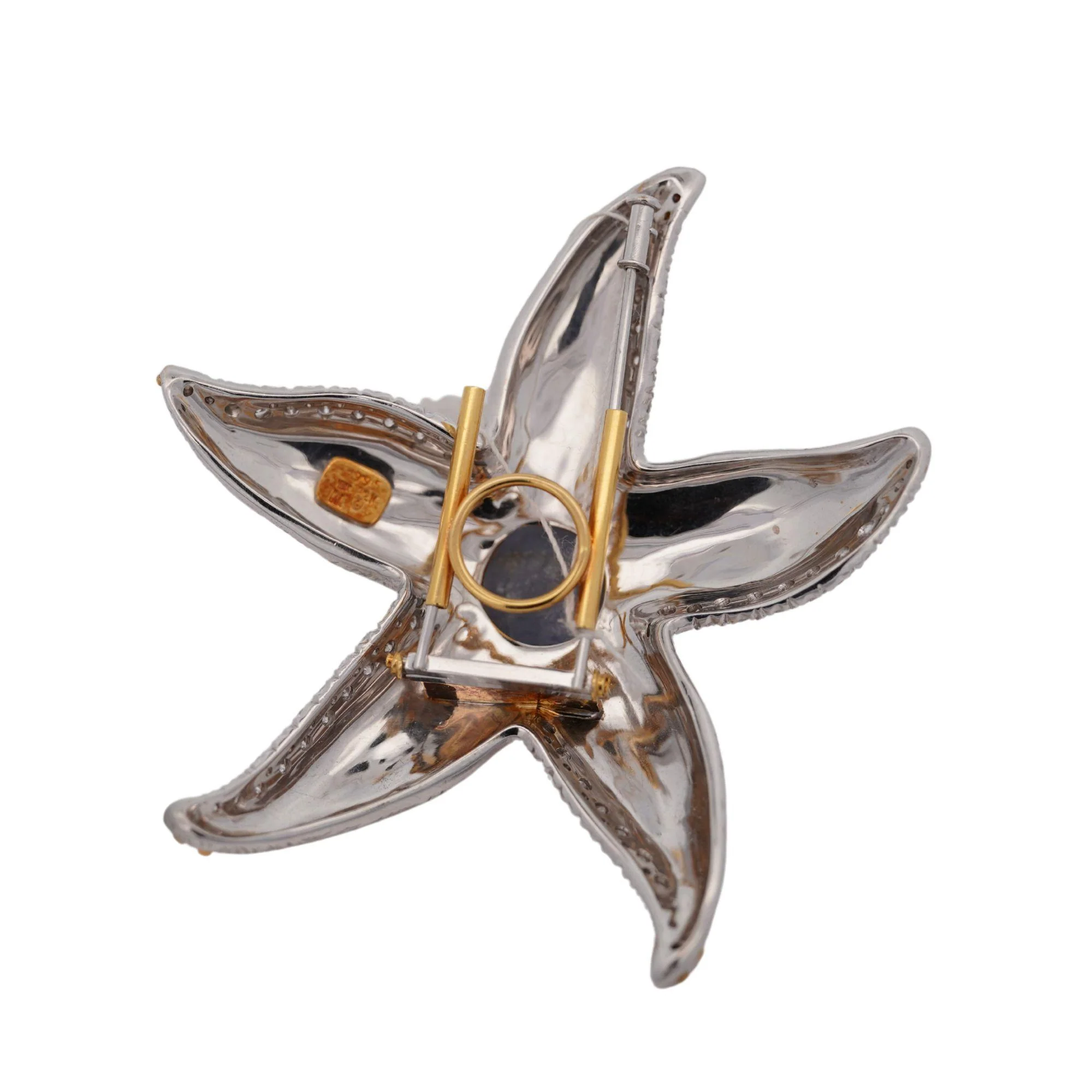 20.22 Carat Star Sapphire Starfish Pendant Brooch in 22K and 18K Gold - Image 4