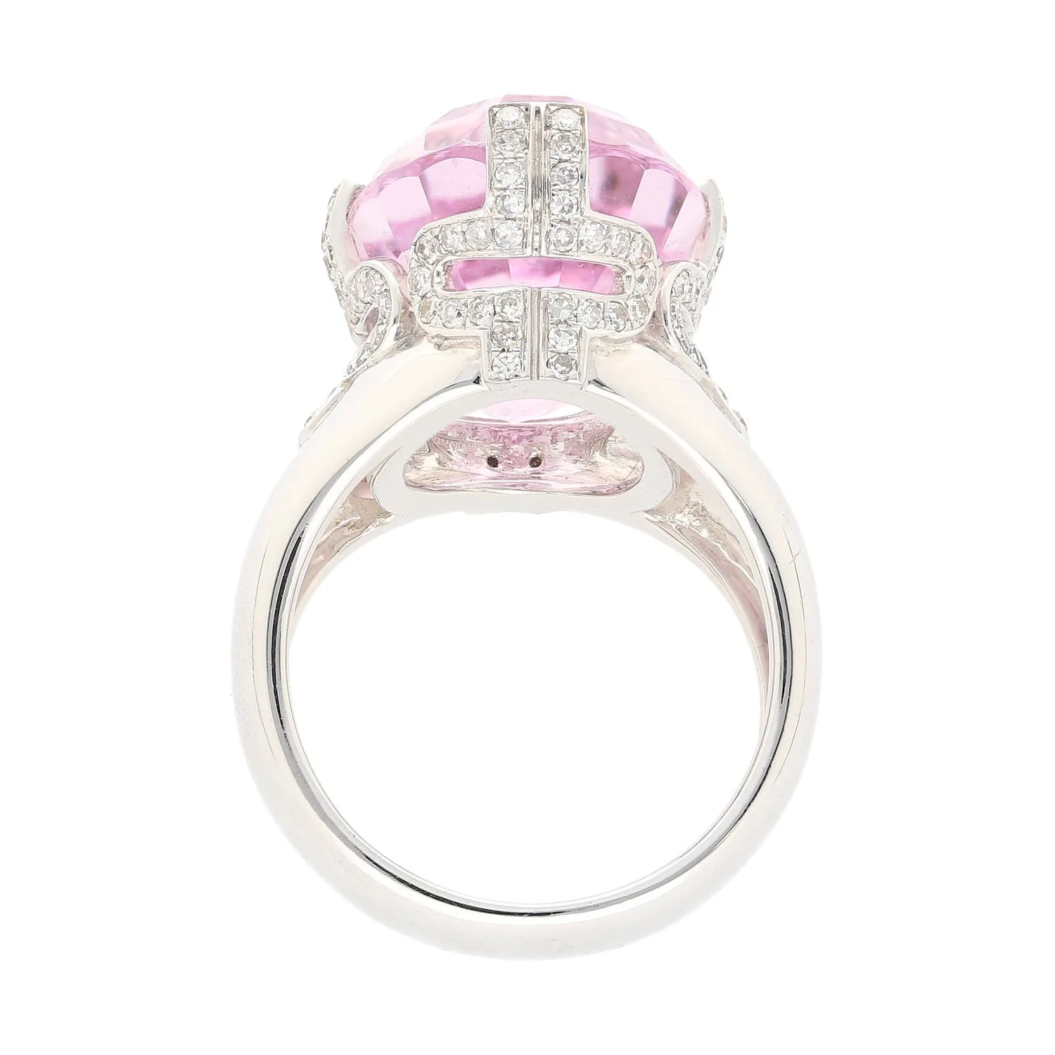 Retro Inspired 20.76 Carat Kunzite Ring in 18K White Gold with 0.66 CTW in Diamonds - Image 3