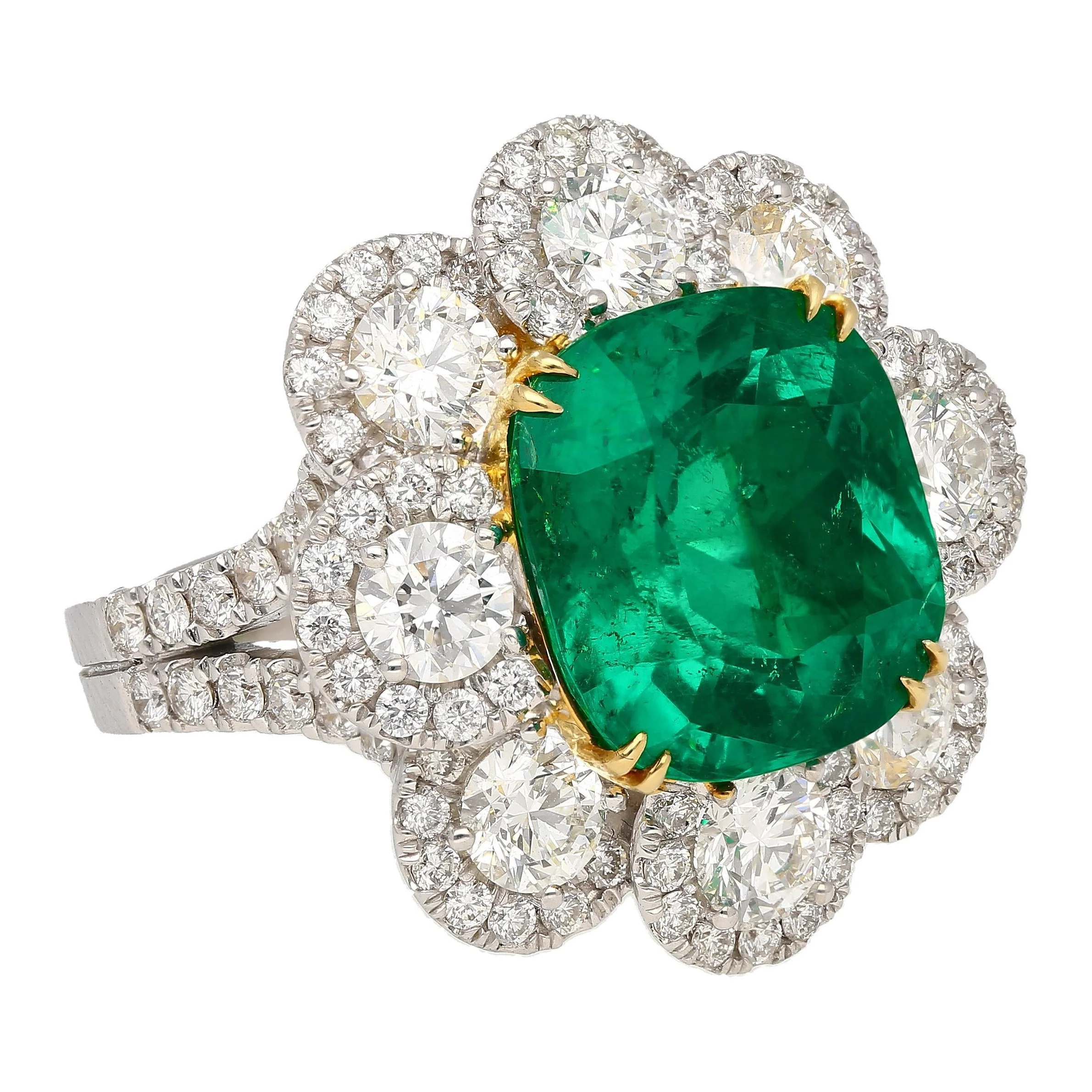 20 Carat Colombian Emerald GRS Certified Vivid Green 18K Earring & Ring Set - Image 5