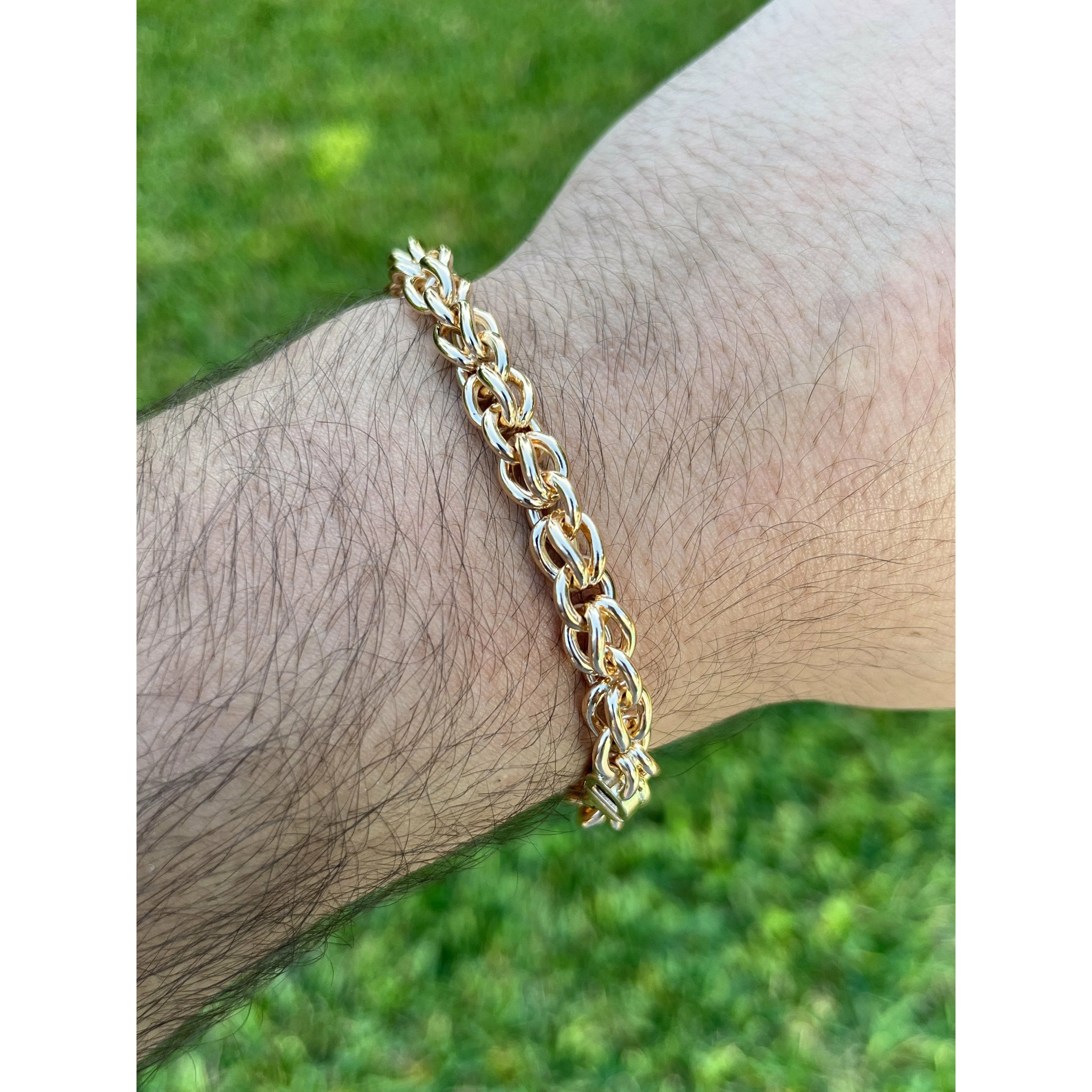 20k Rose Gold Wheat Bracelet - 7.5 inches - 14mm wide - 41 grams - Image 3