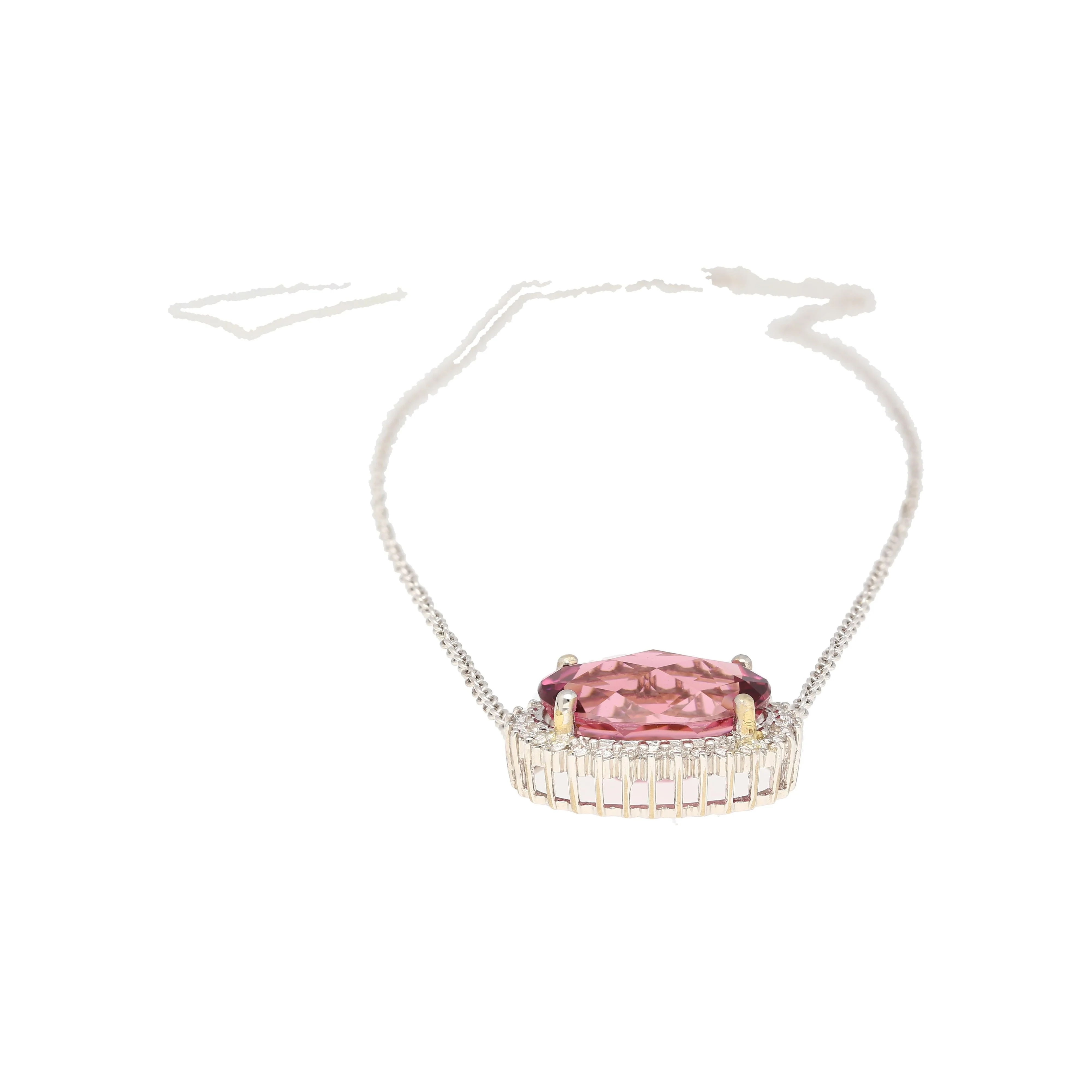 21.13 Carat Pink Tourmaline & Diamond Floating Pendant Necklace in 14K/18K Gold - Image 3
