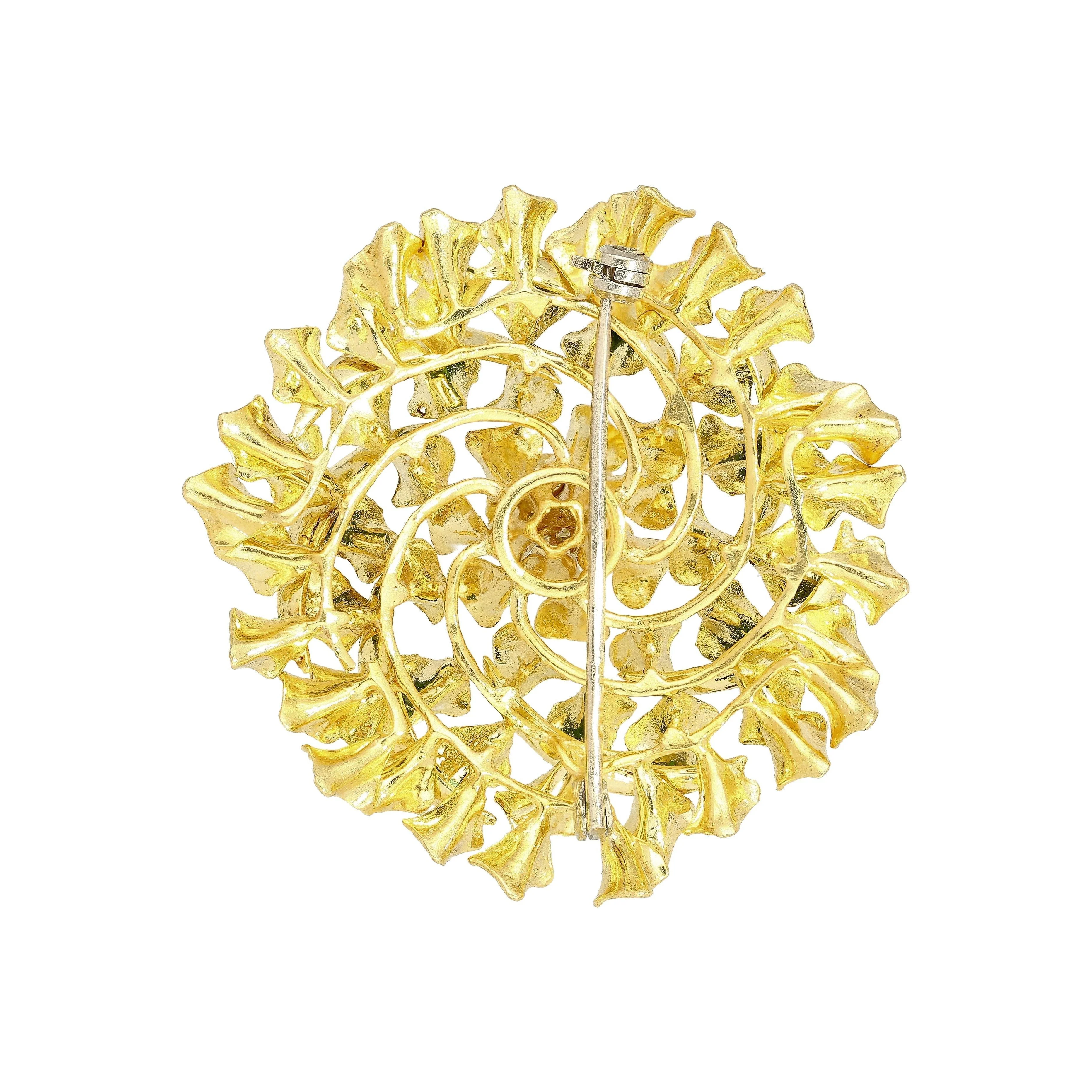 22k & 18K Yellow Gold Floral Motif Diamond Pin/brooch and Pendant - Image 6