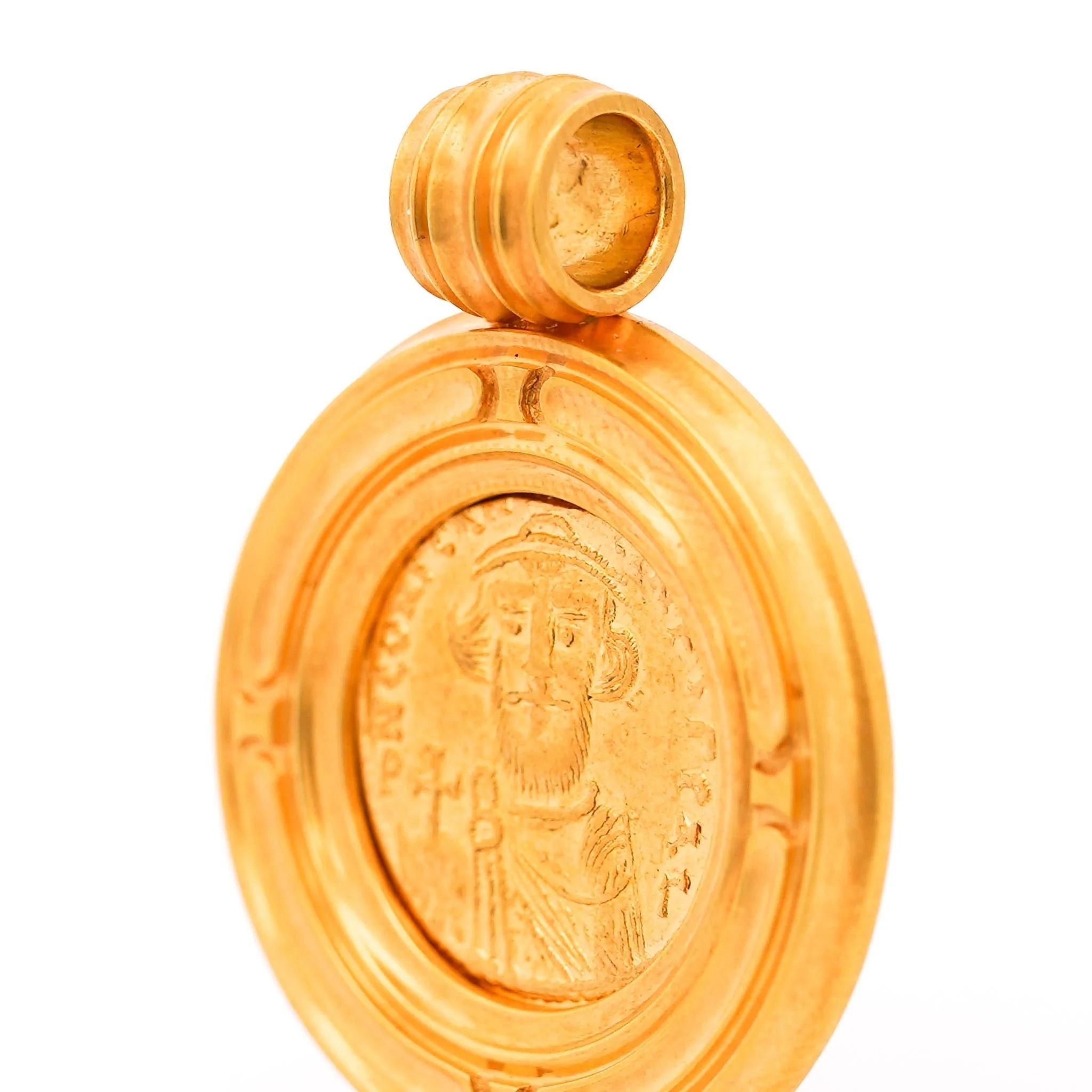 22K Gold Antique Byzantine Constantinople II Coin Bezel Pendant - Image 4