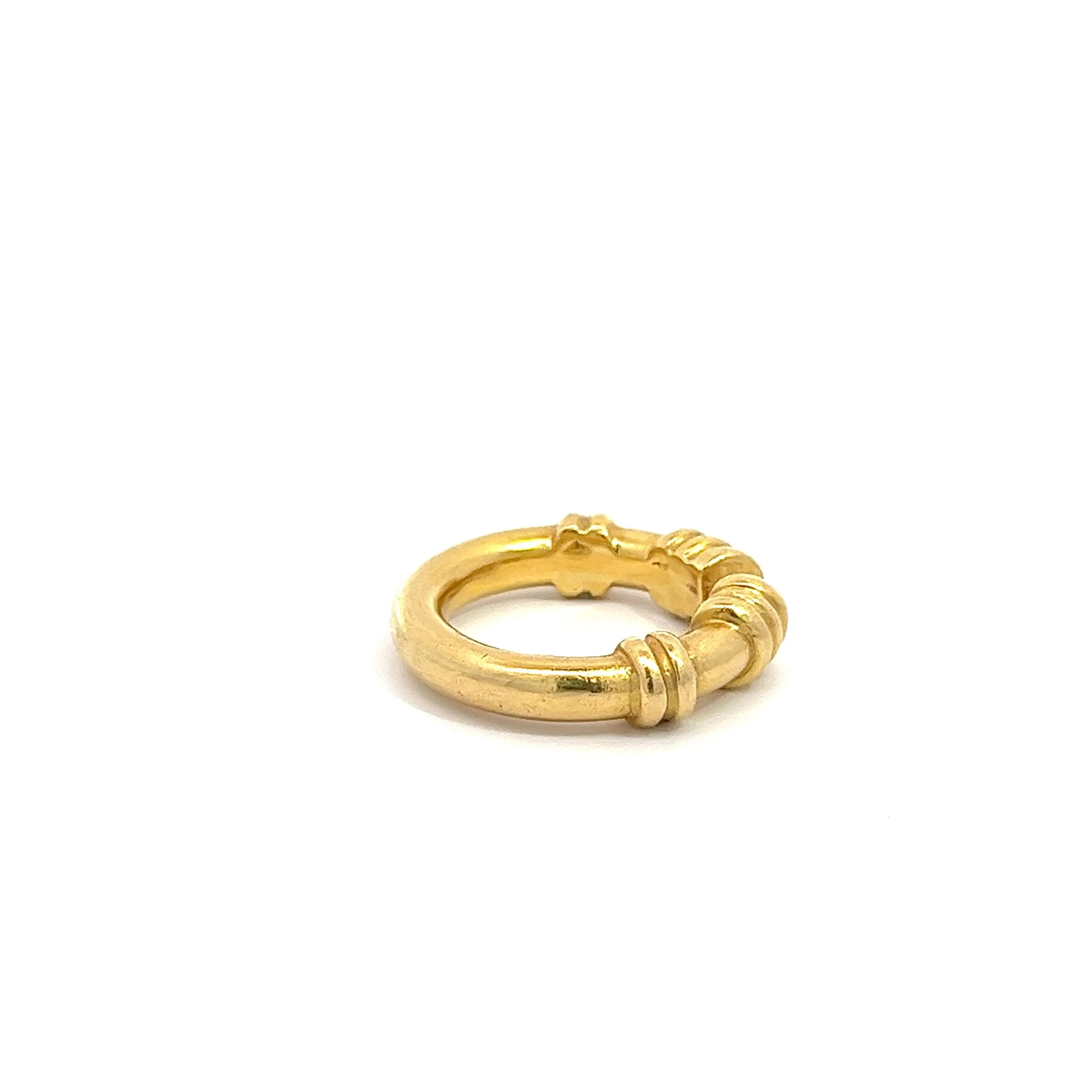 22k Solid Yellow Gold Textured Open Gap Unclosed Ring - Image 2