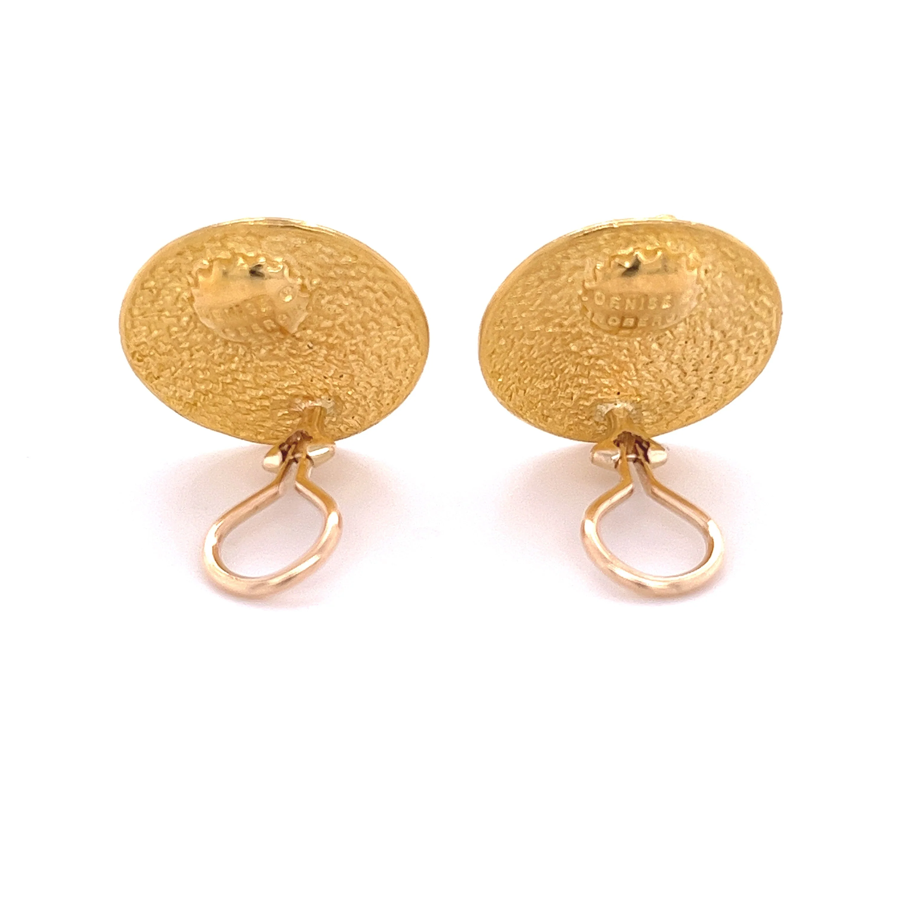 22k Gold Vintage Roman Coin Motif Round Earrings Signed Denise Roberge - Image 3