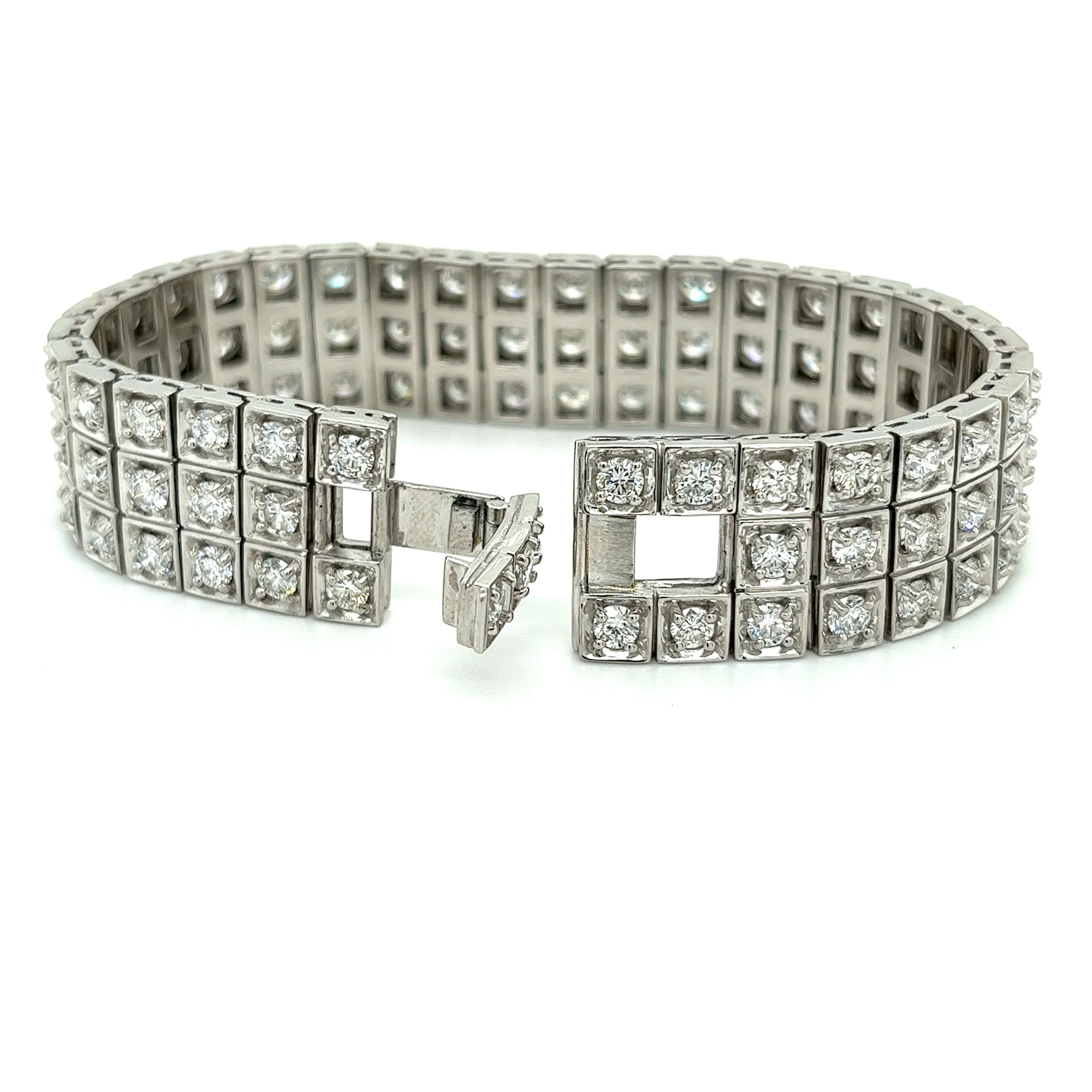 23.5 Carat Natural Round Cut Diamond 3 Row Box Set Tennis Bracelet - Image 3
