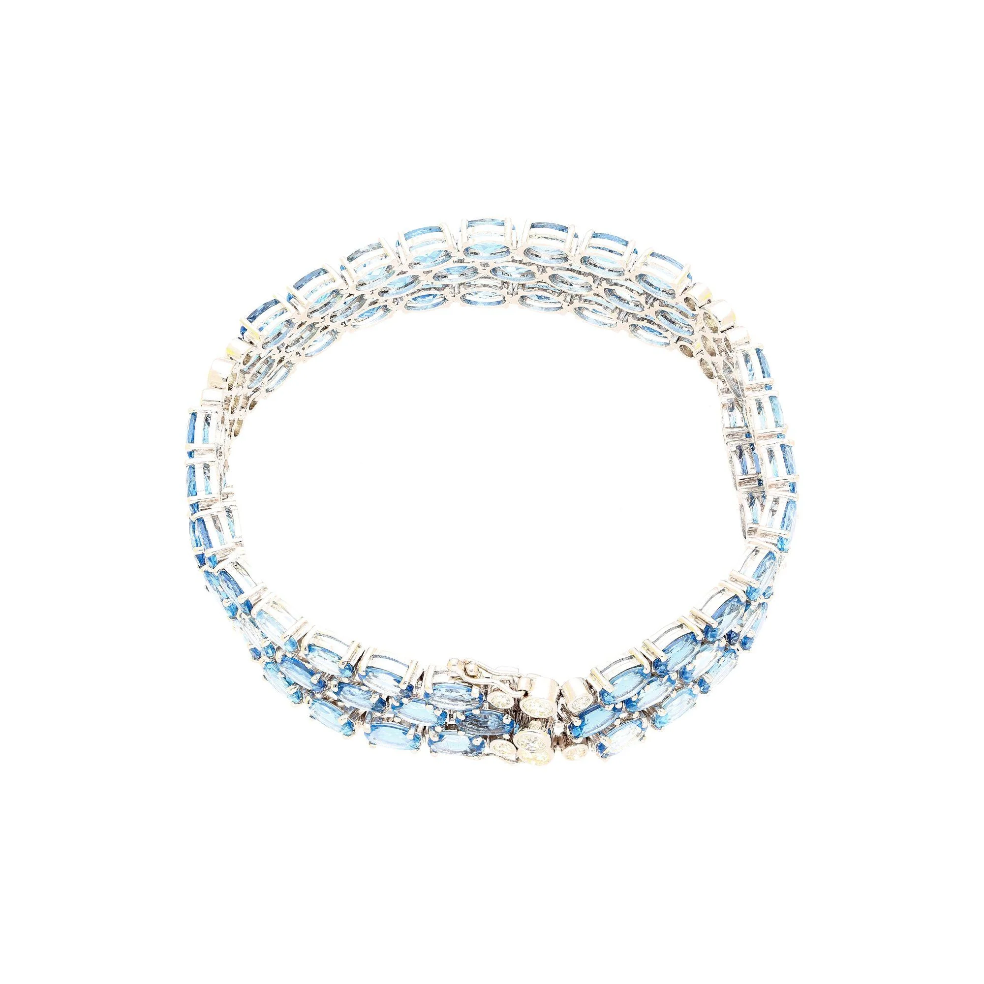 28 Carat Oval Cut Aquamarine 3 Row Tennis Bracelet - Image 2