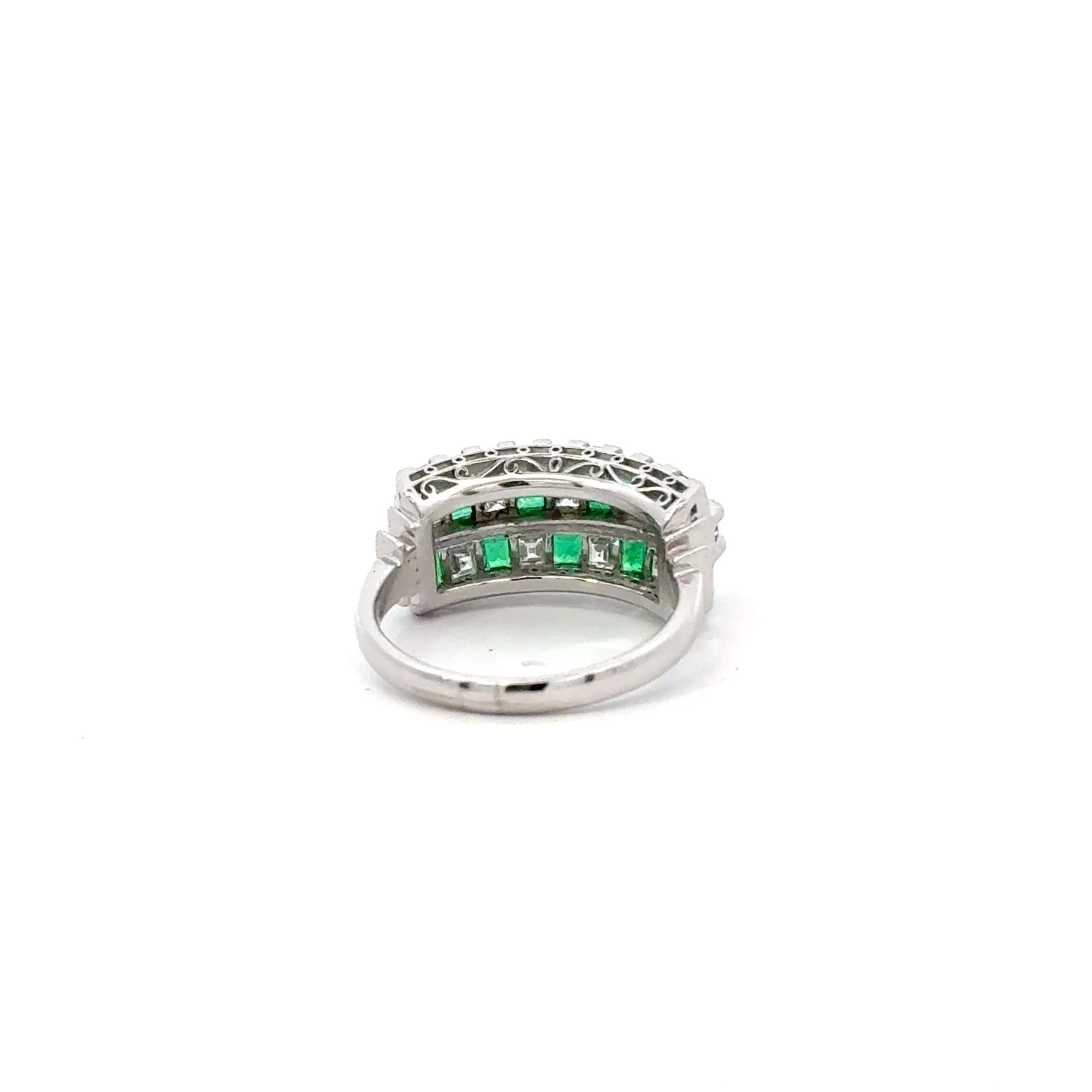 2 Carat Asscher Cut Emerald & Diamond Checkerboard Statement Ring - Image 7