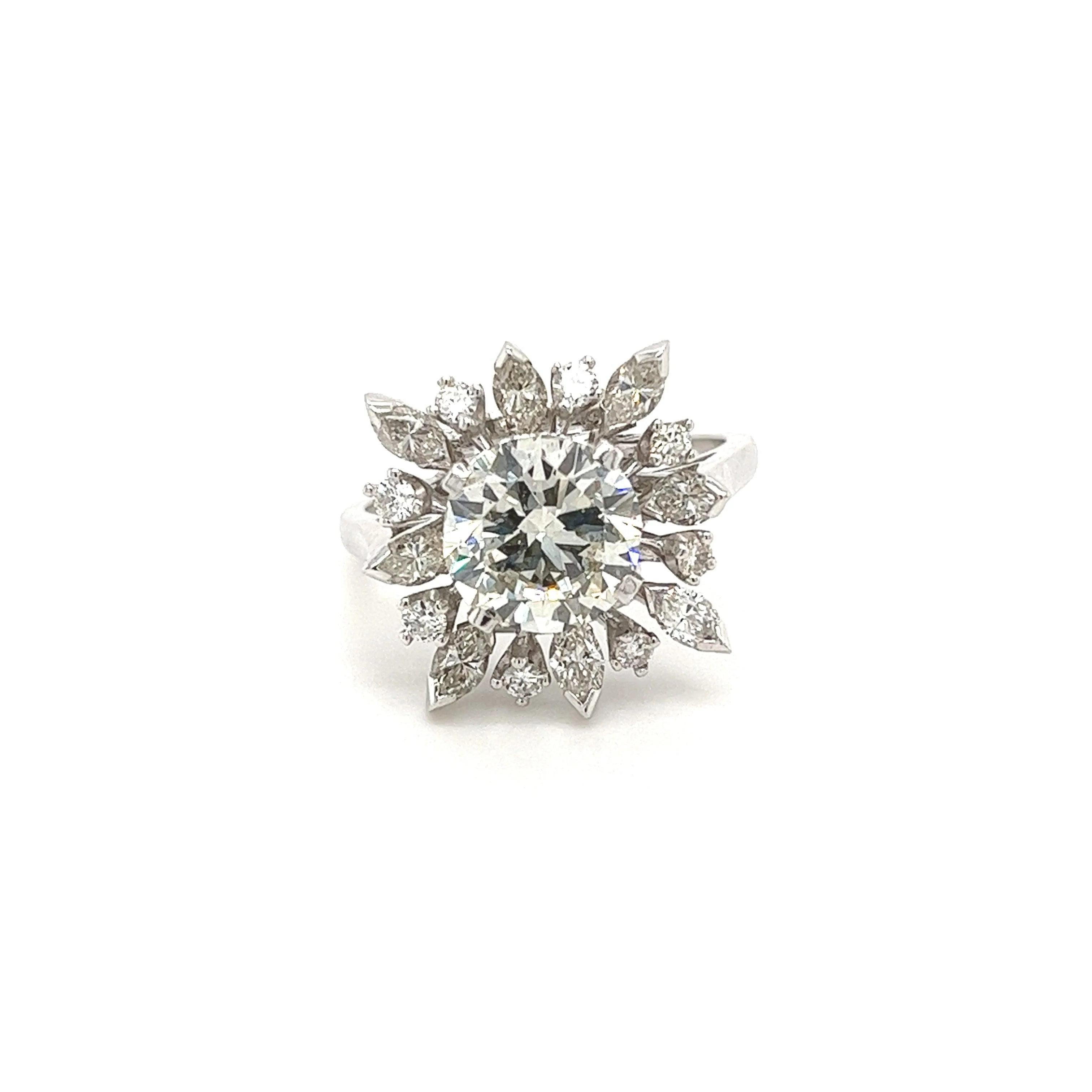 3.01 Carat Round Cut Lab Grown Diamond Ring With Marquise Cut Diamond Halo - Image 2