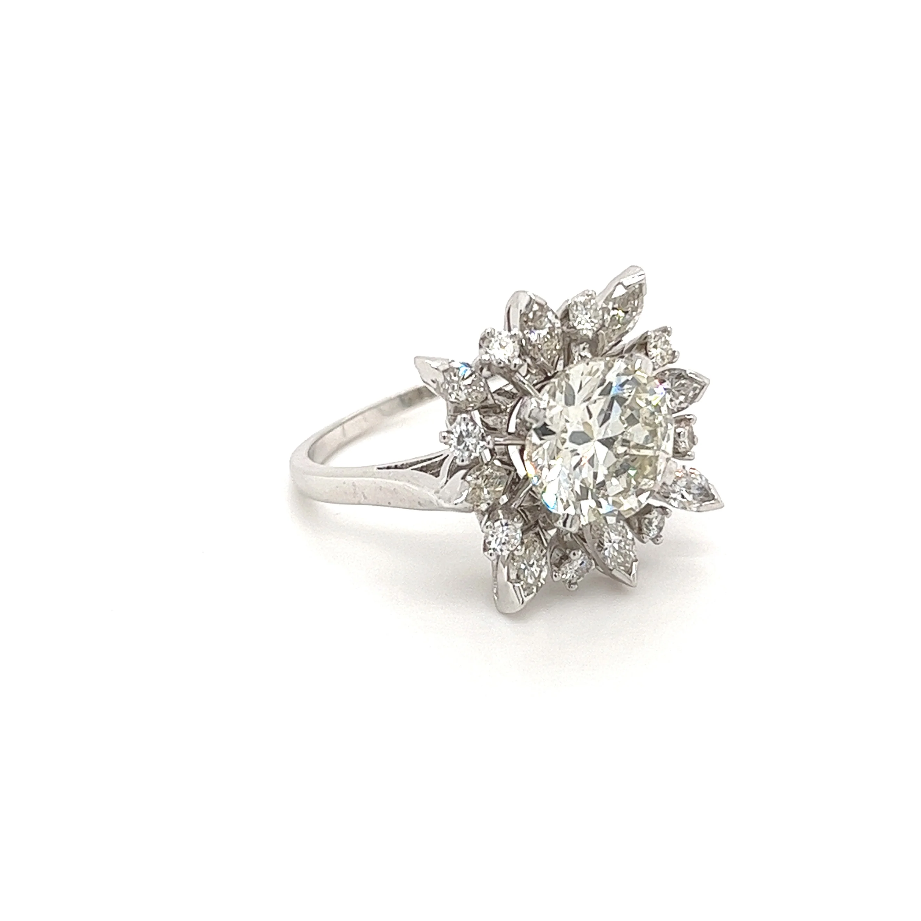 3.01 Carat Round Cut Lab Grown Diamond Ring With Marquise Cut Diamond Halo - Image 3