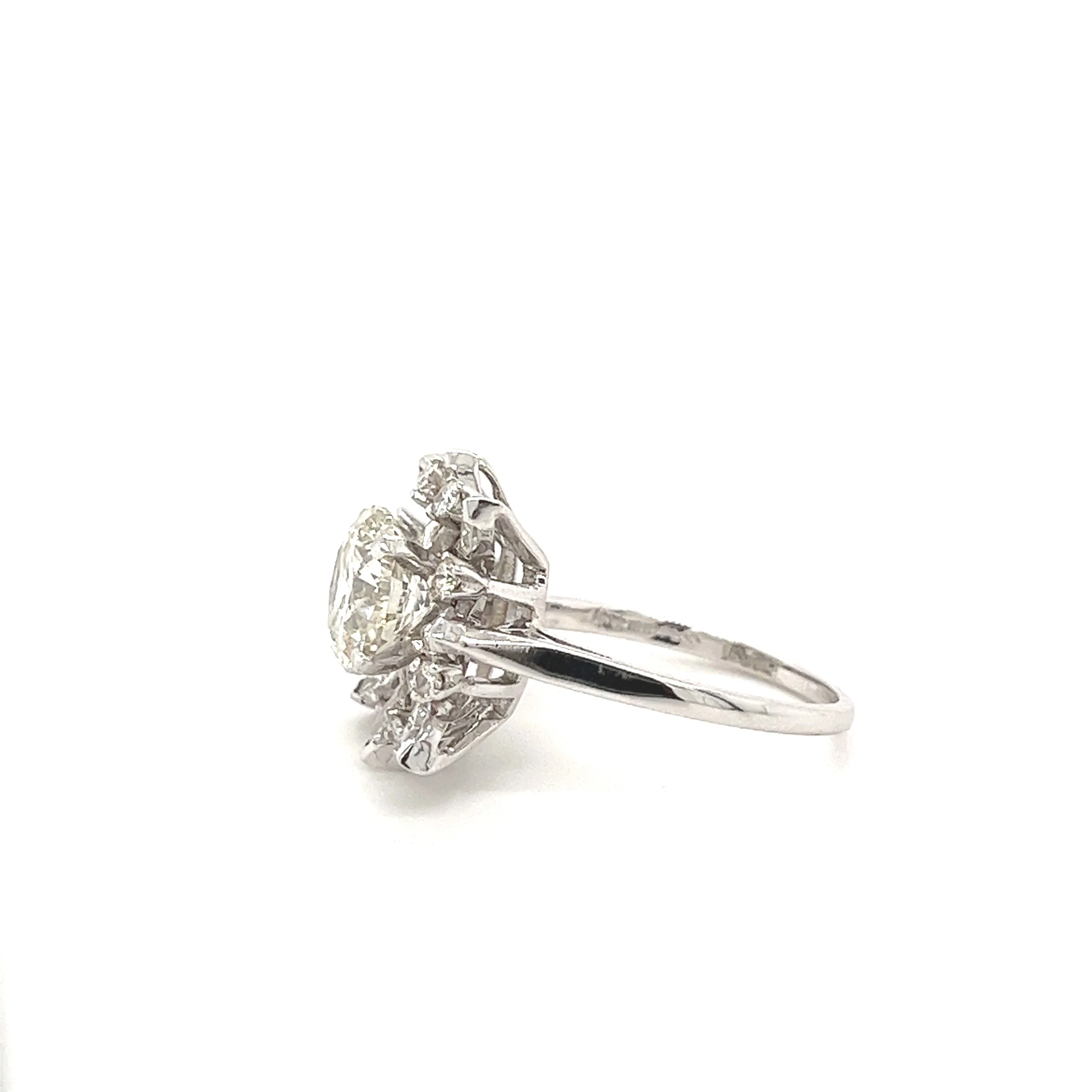 3.01 Carat Round Cut Lab Grown Diamond Ring With Marquise Cut Diamond Halo - Image 4