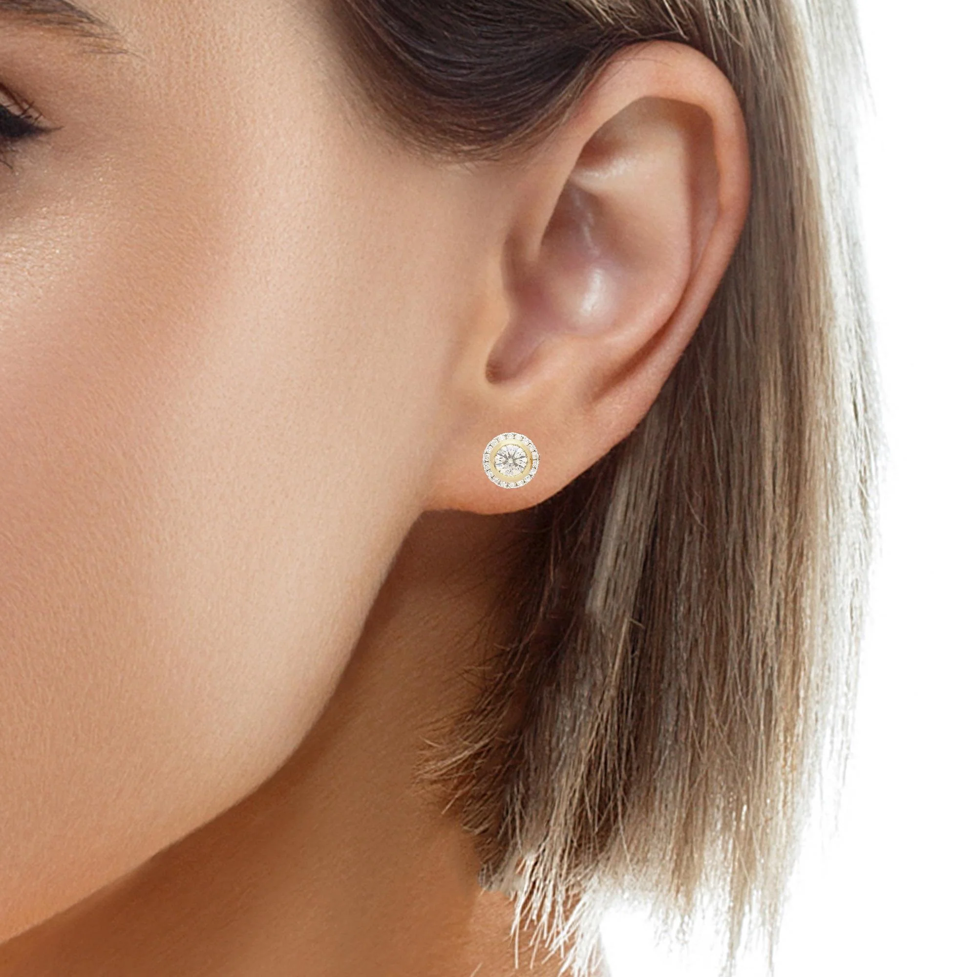 3.10 Carat Fancy Brown Diamond Bezel and Halo Stud Earrings 18K Gold - Image 7