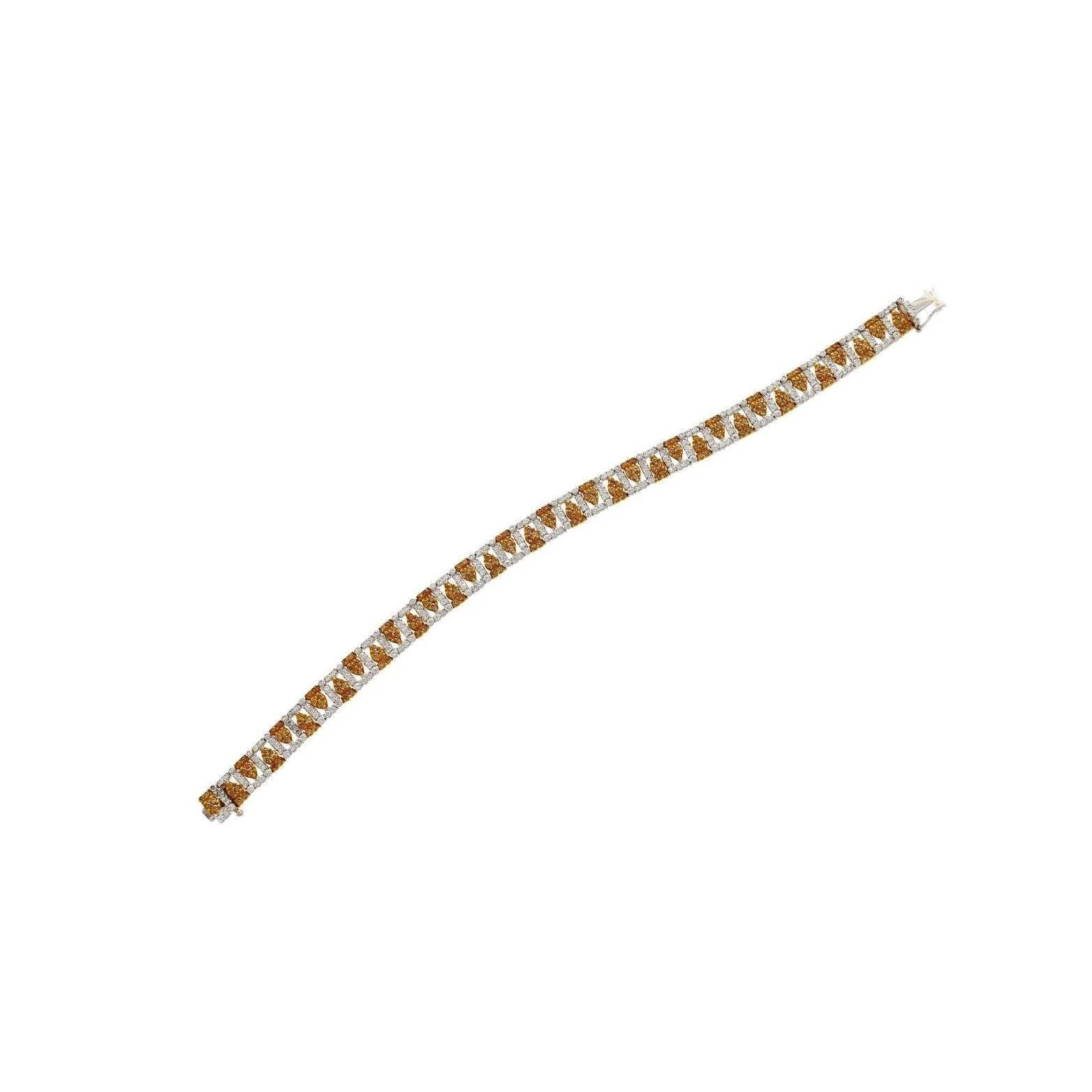 3.22 Carat TW Fancy Brown and White Diamonds in Patterned 18K White and Yellow Gold Bracelet | 7 inches - Image 2
