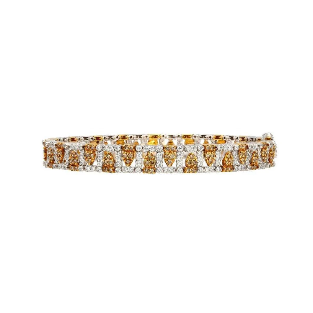 3.22 Carat TW Fancy Brown and White Diamonds in Patterned 18K White and Yellow Gold Bracelet | 7 inches - Image 3