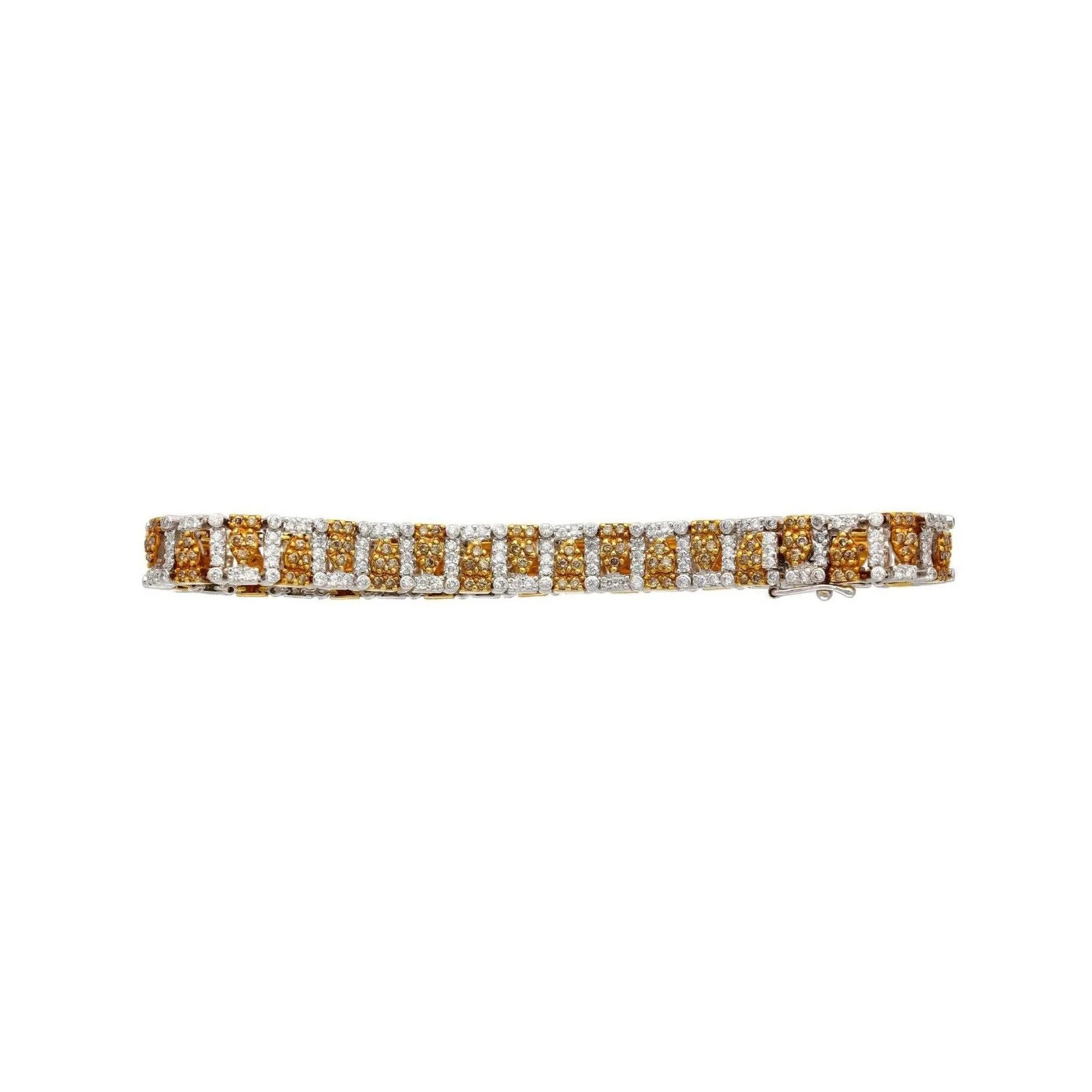 3.22 Carat TW Fancy Brown and White Diamonds in Patterned 18K White and Yellow Gold Bracelet | 7 inches - Image 4