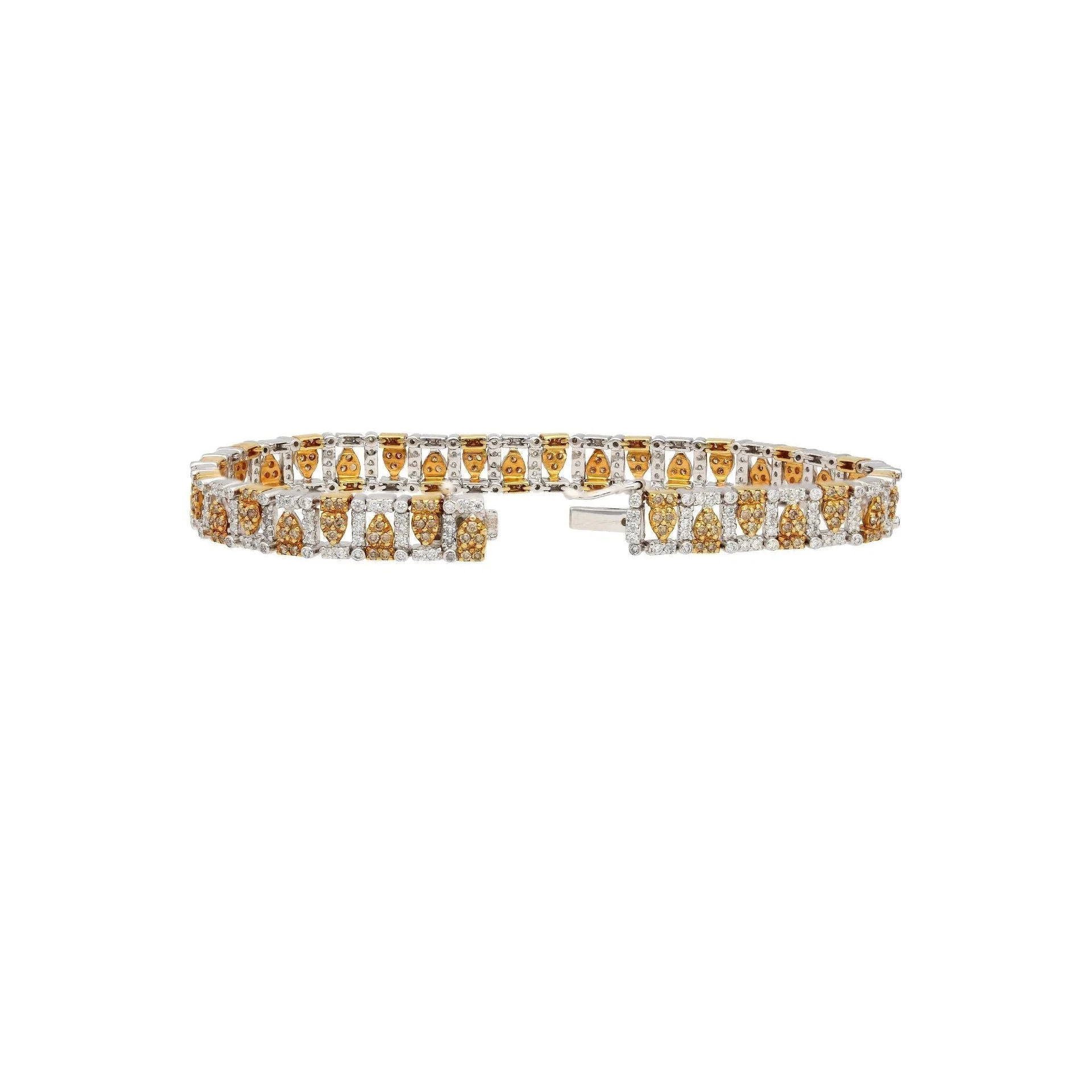 3.22 Carat TW Fancy Brown and White Diamonds in Patterned 18K White and Yellow Gold Bracelet | 7 inches - Image 5