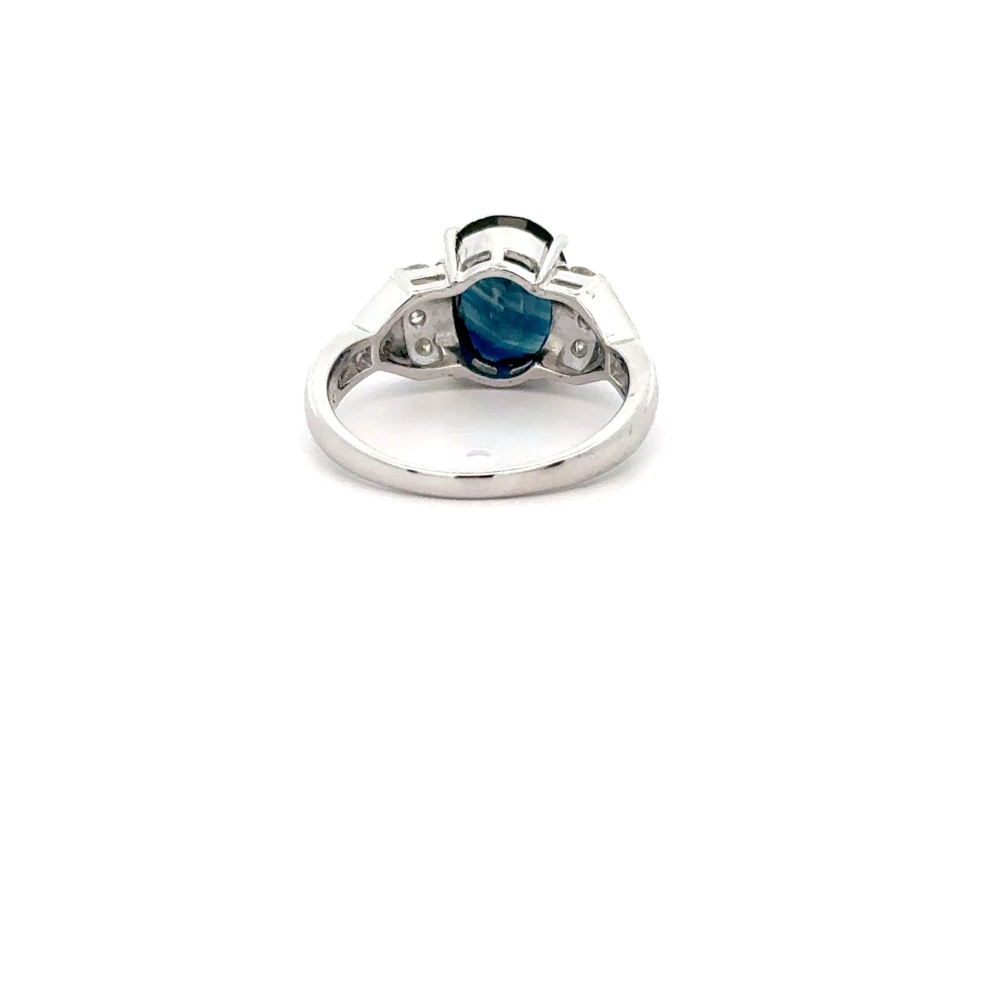 3.29 Carat Oval Blue Sapphire & Diamond in Platinum Engagement Ring - Image 6