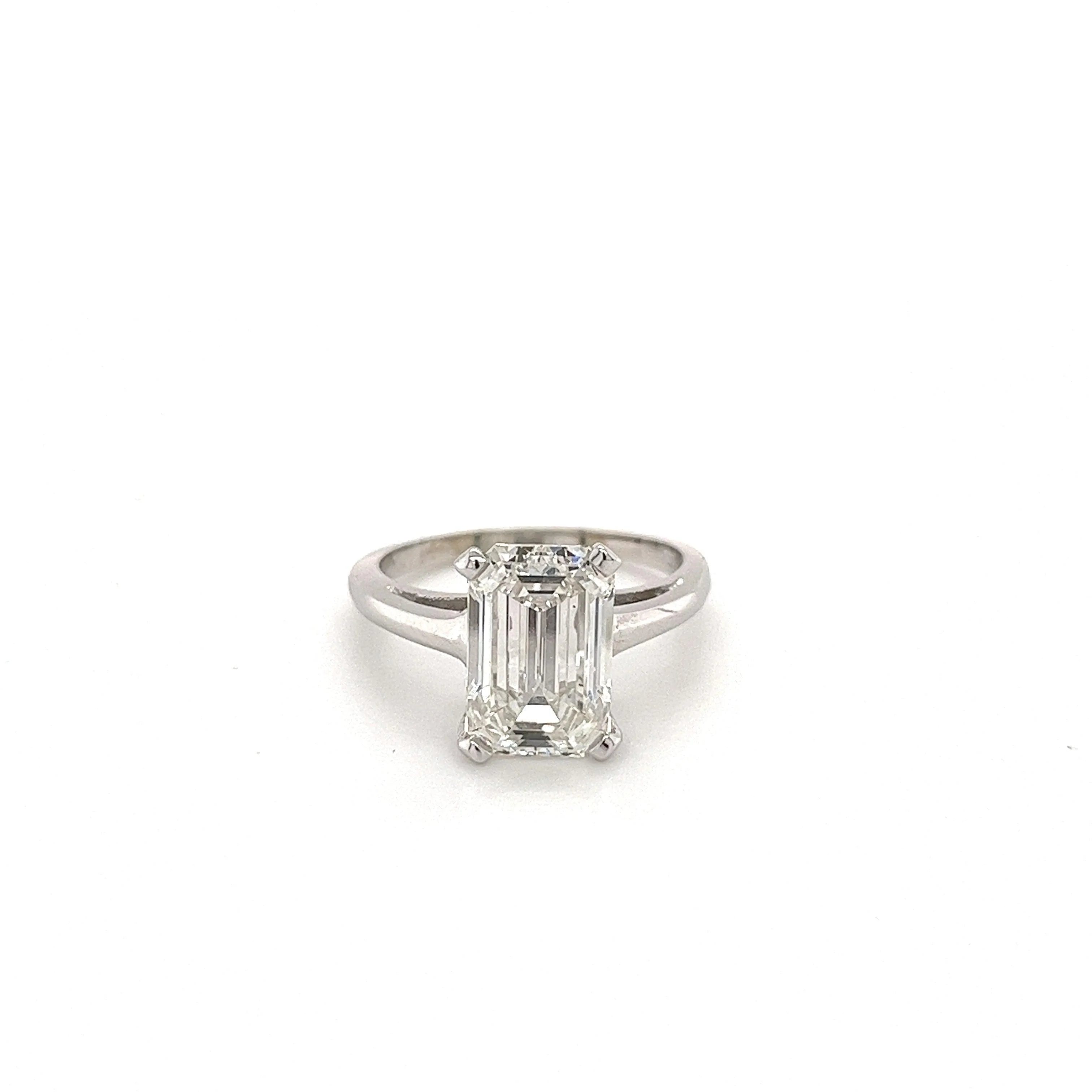 3.41 Carat Emerald Cut Lab Grown Diamond in Solitaire 14k White Gold Ring - Image 2