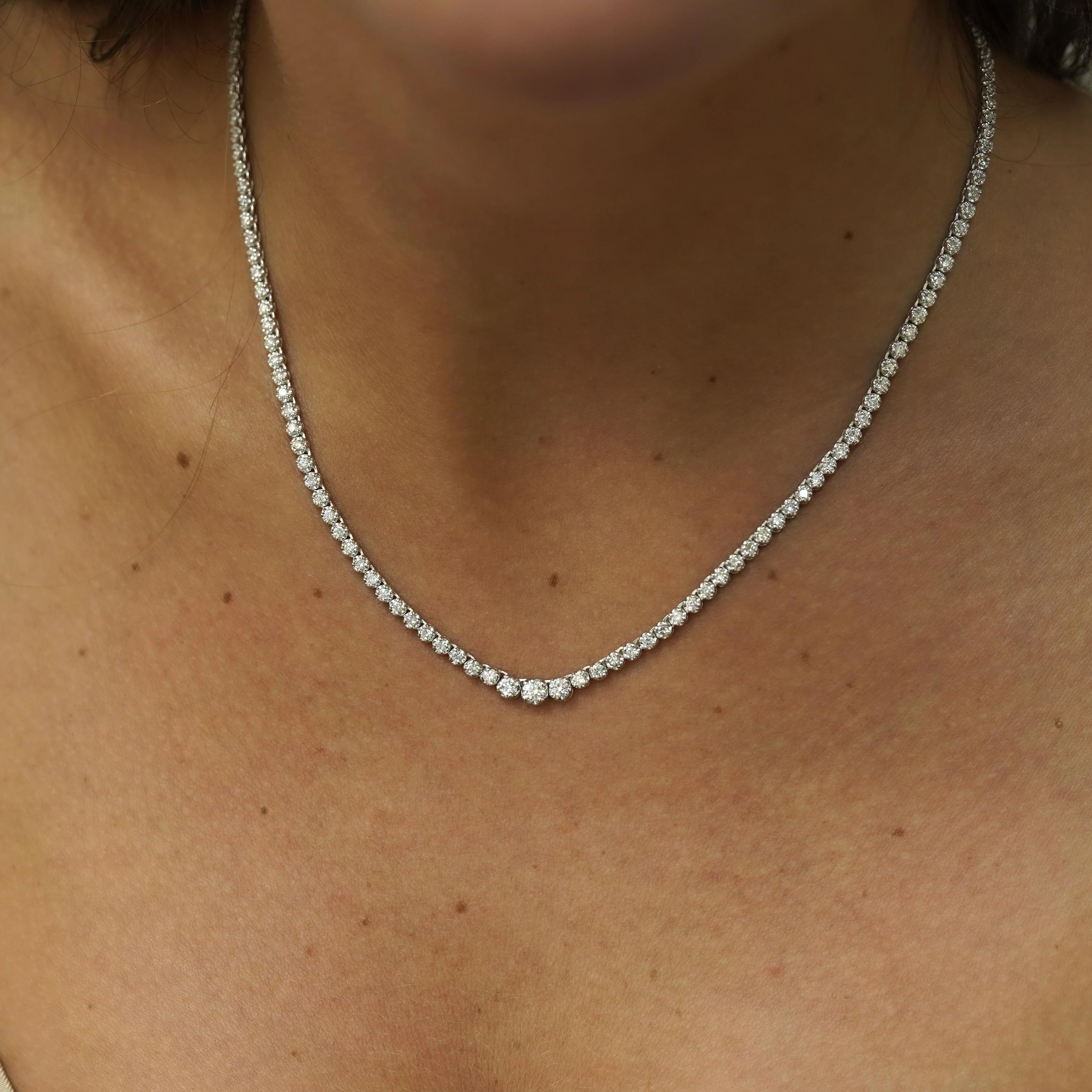 3.5 Carat Diamond Cupcake Graduated Tennis Necklace - Image 2