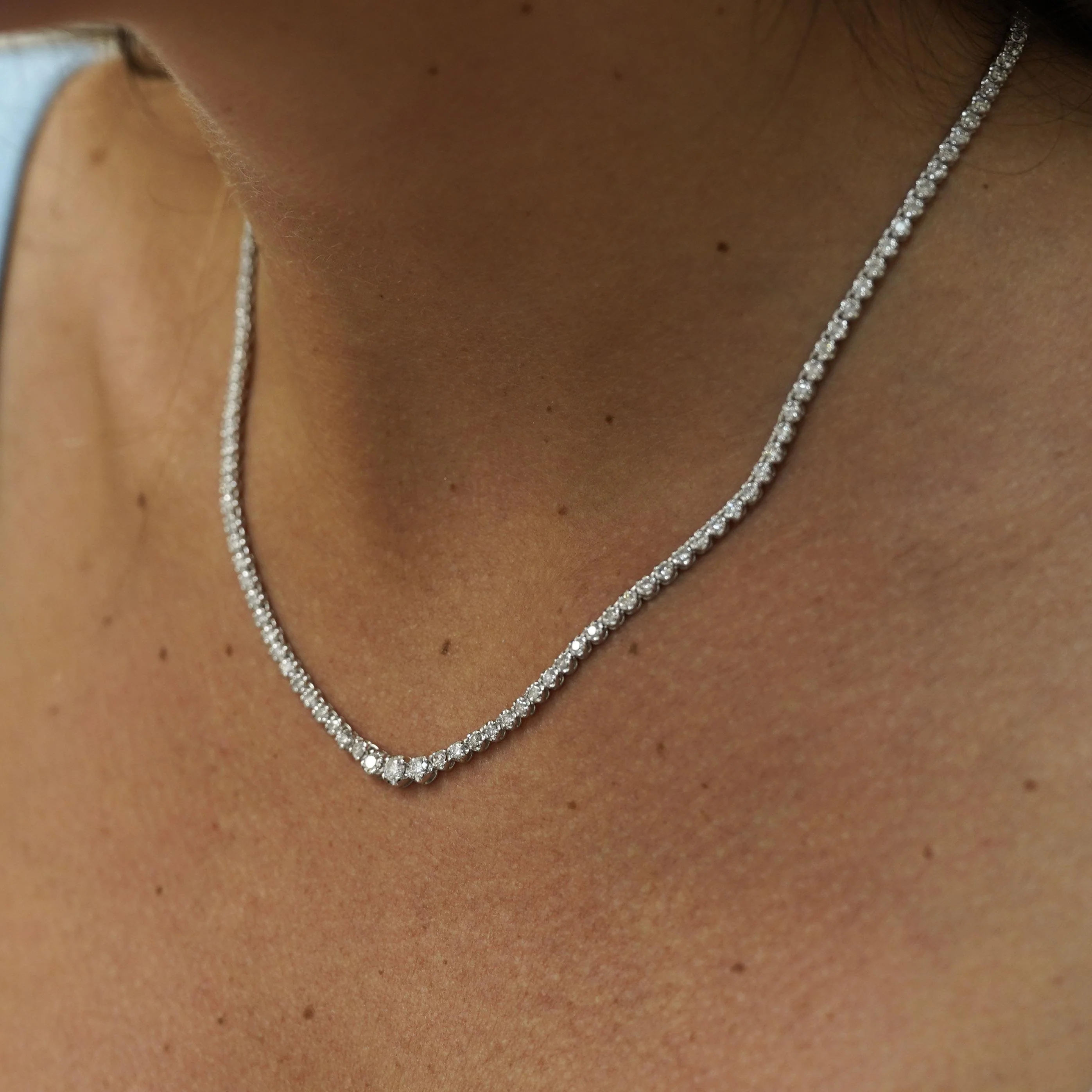 3.5 Carat Diamond Cupcake Graduated Tennis Necklace - Image 8