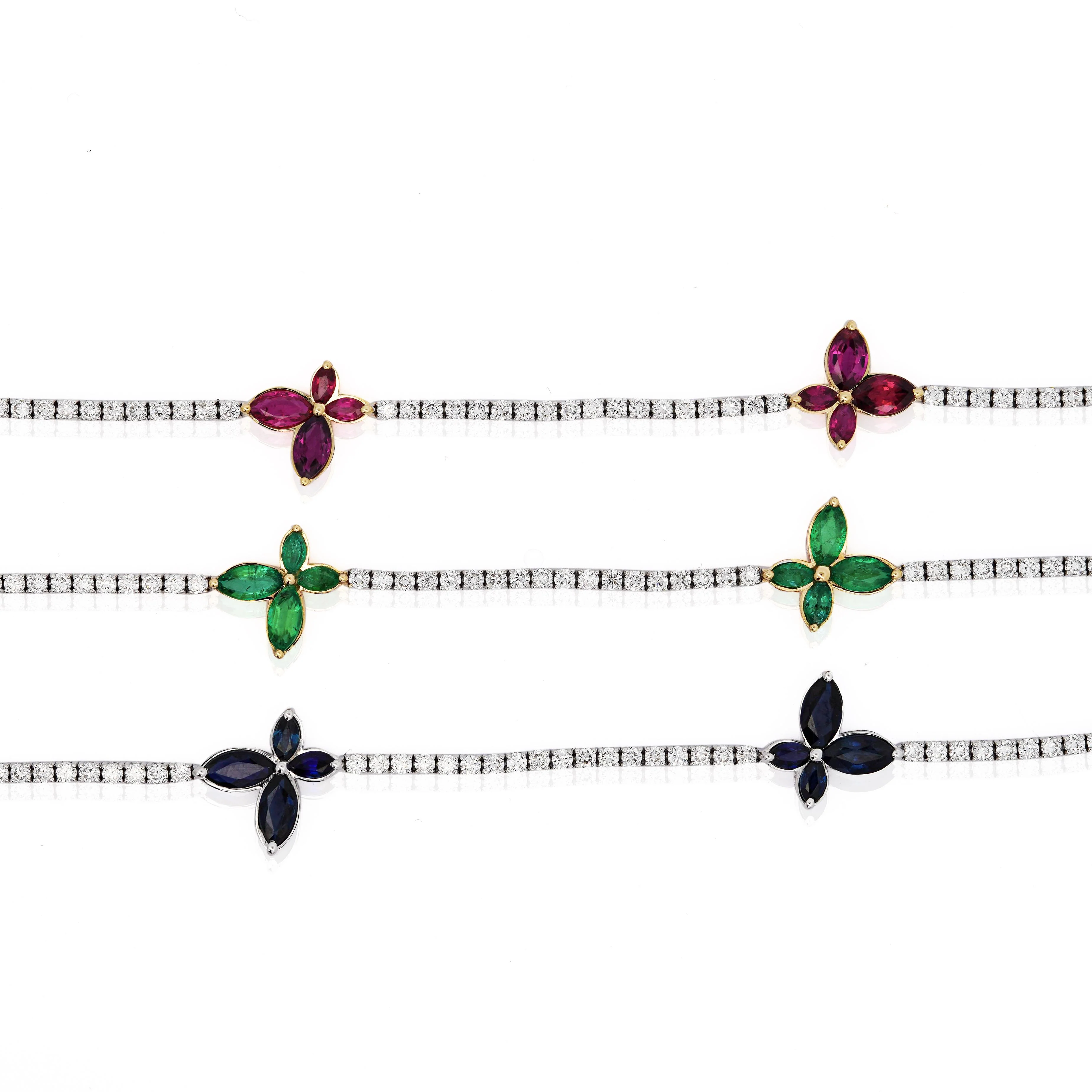 3.5 Carat Emerald Butterfly and Diamond Charm Tennis Bracelet - Image 10