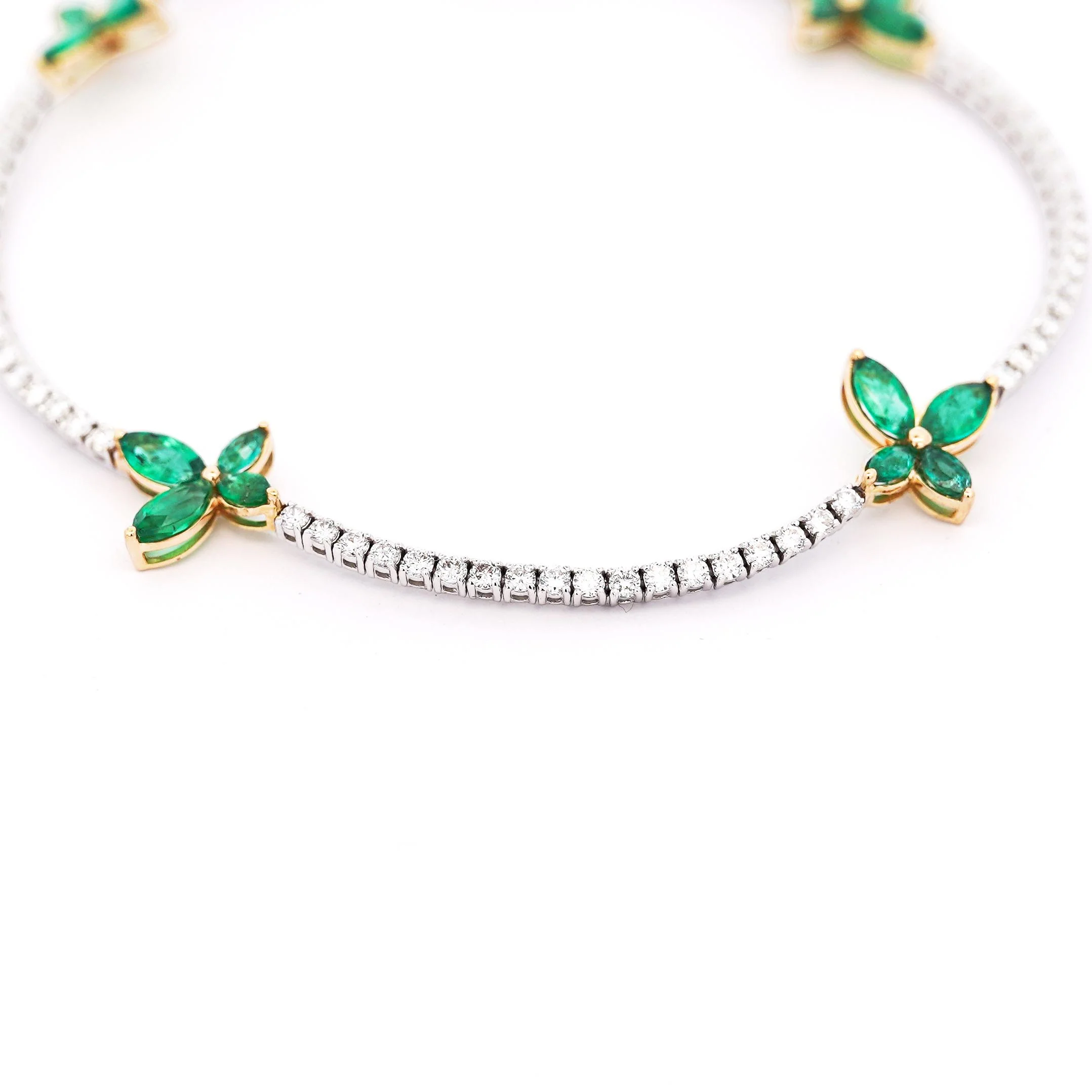 3.5 Carat Emerald Butterfly and Diamond Charm Tennis Bracelet - Image 3
