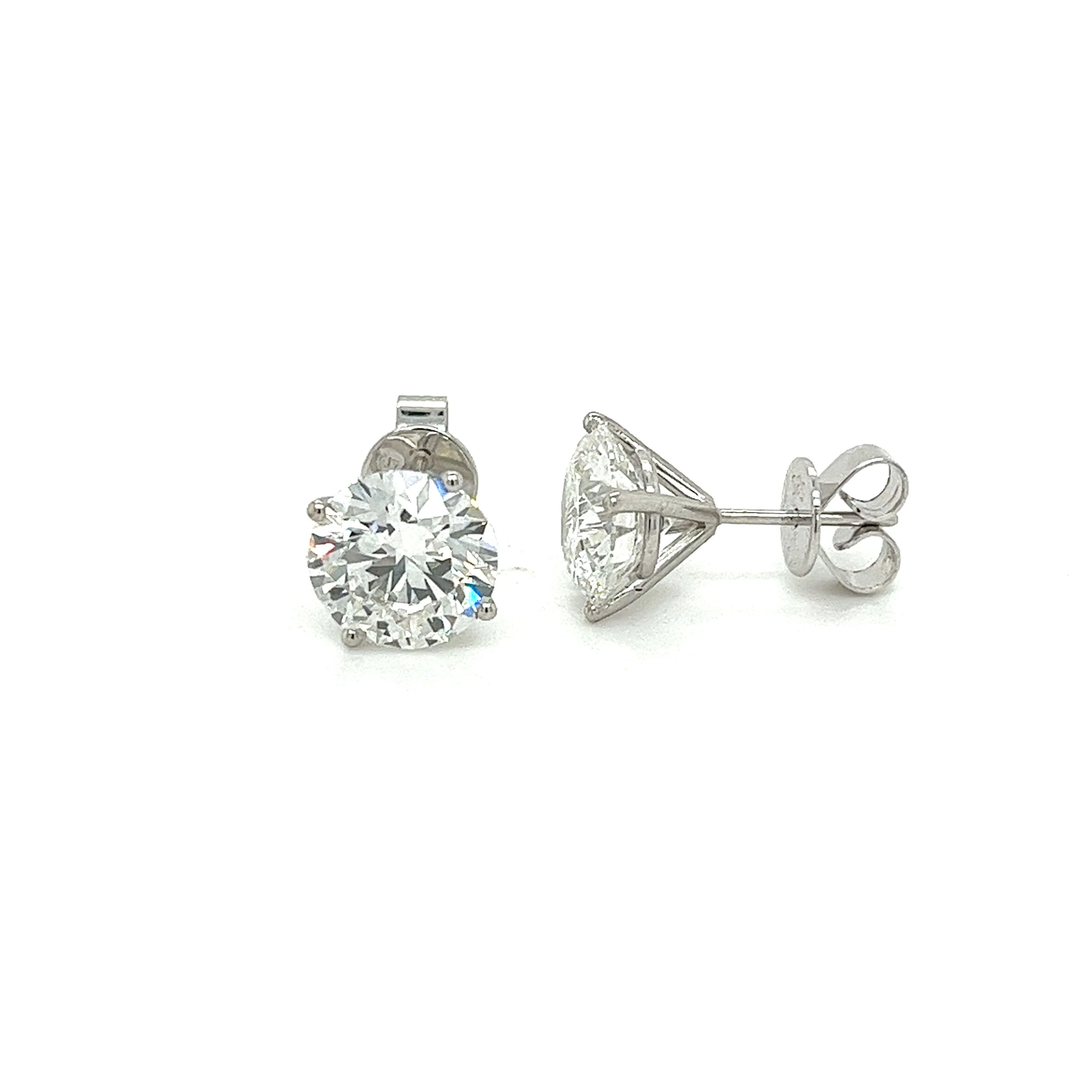 3.51 CTTW Round Lab Grown Diamond Stud Earrings in 4-Prong Martini Setting - Image 2