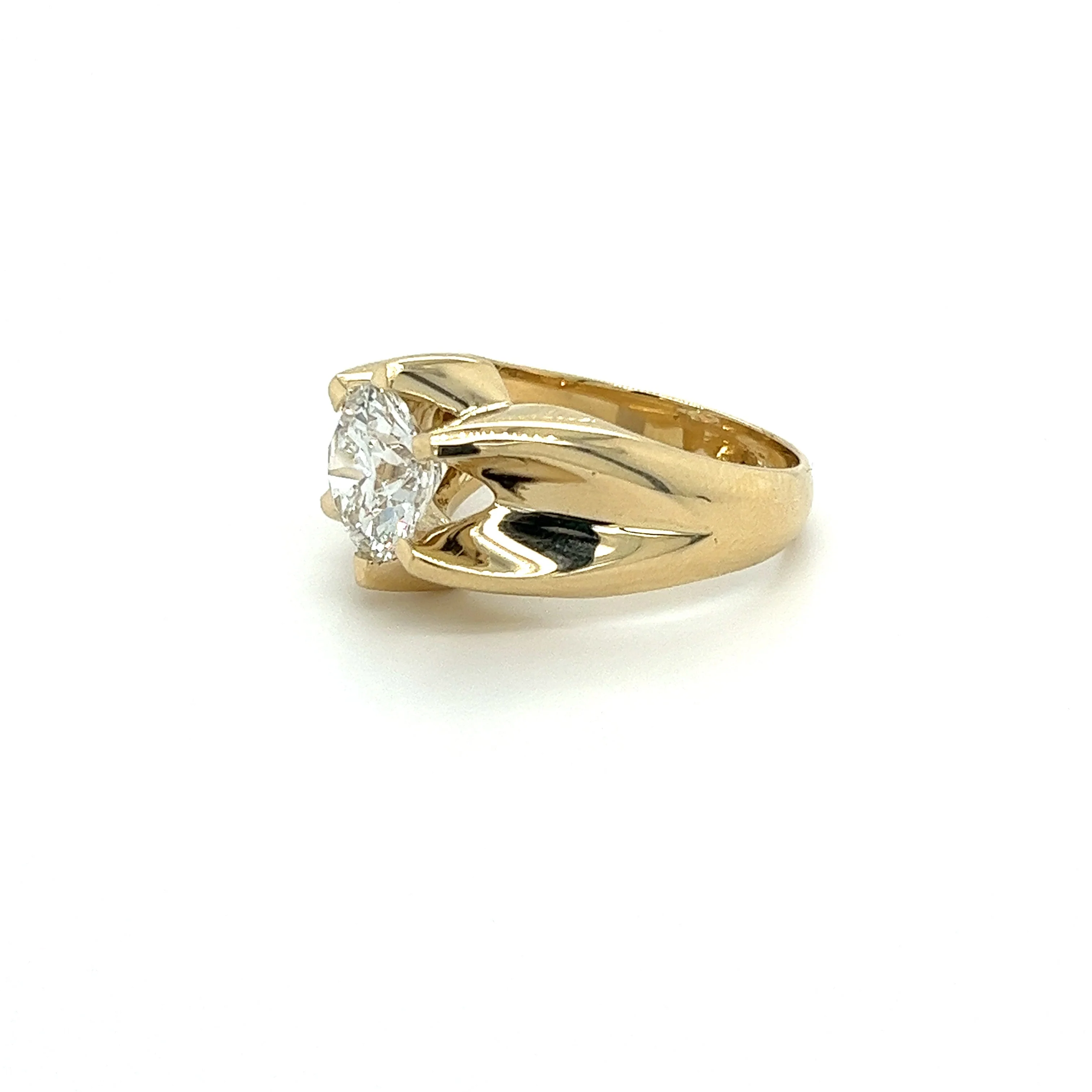 3.5 Carat Round Cut Lab Grown Diamond Mens Solitaire Ring in 14K Yellow Gold - Image 3