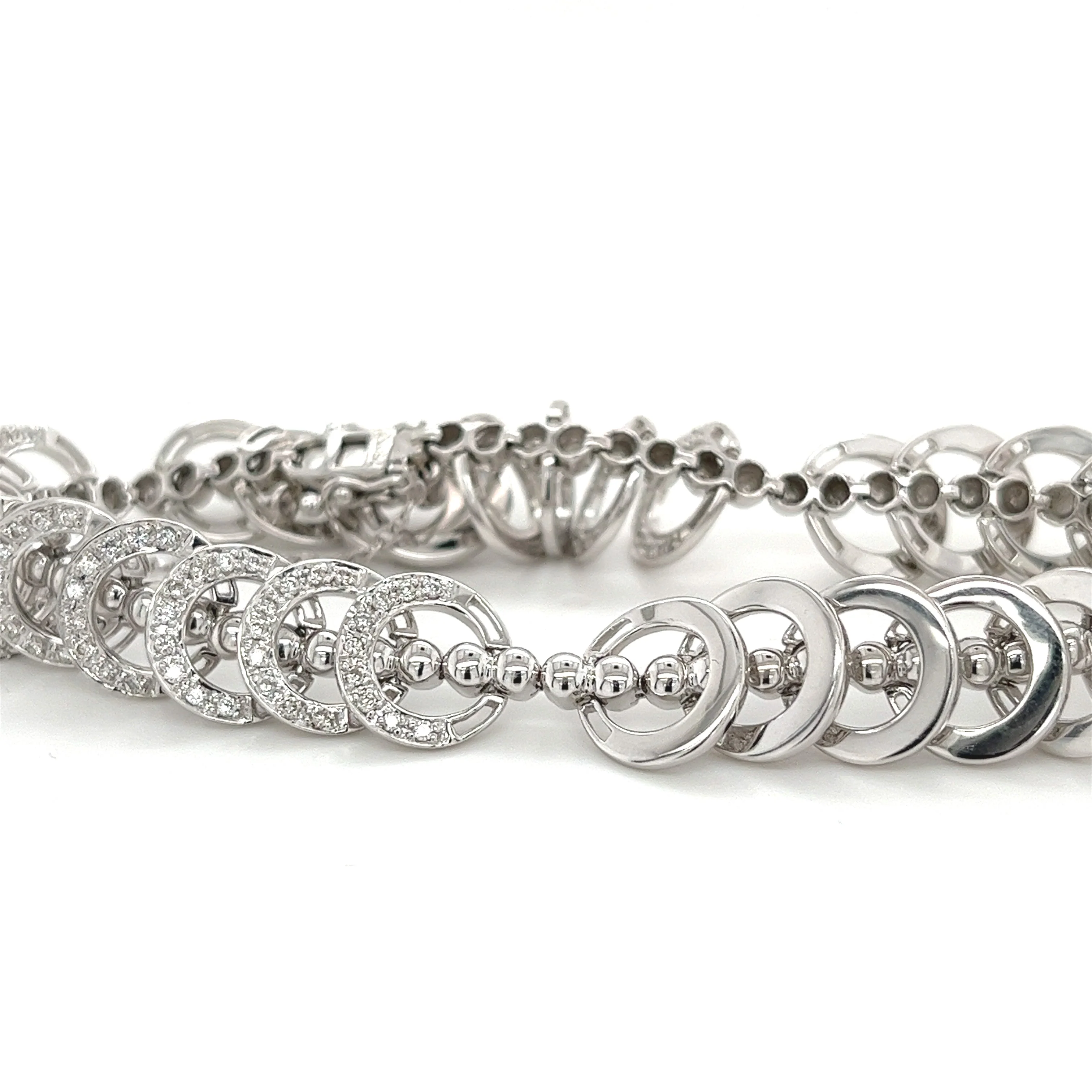 3.50CT TW Natural Diamond Connecting Circles Link 18K Gold Bracelet - Image 5