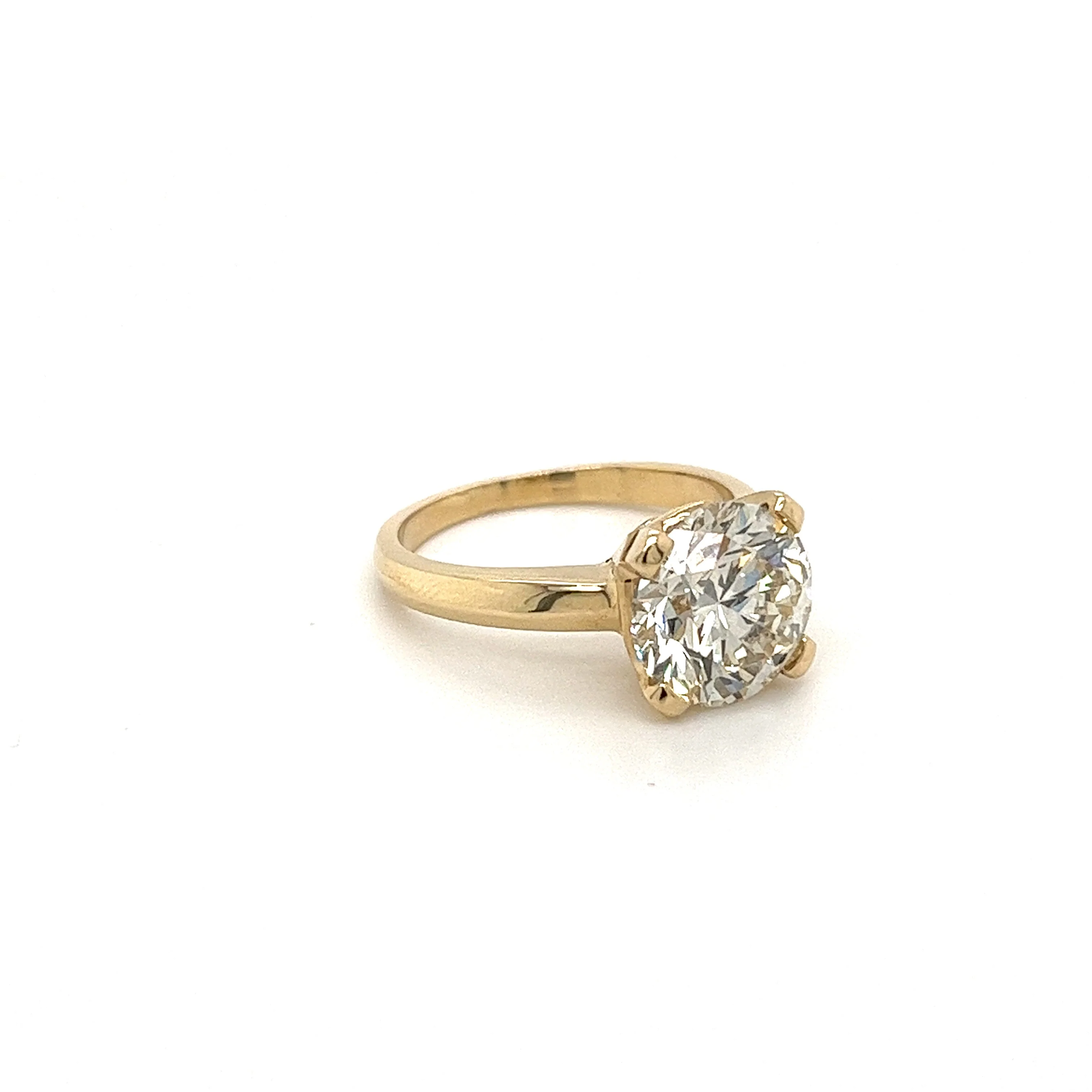 3.59 Carat Round Cut Lab Grown Diamond Solitaire Ring in 14K Yellow Gold - Image 3
