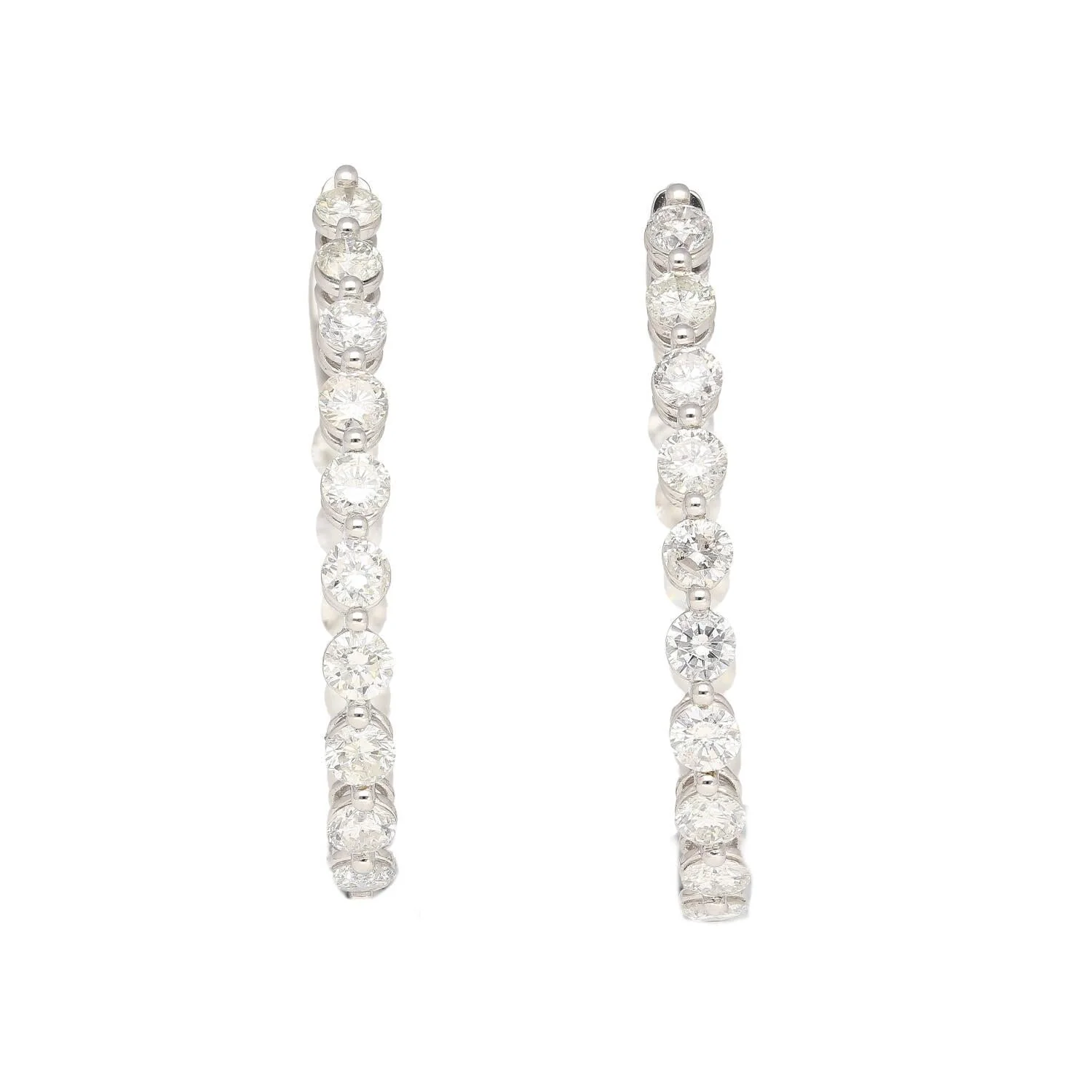 3.72 Carat Diamond Full Eternity Hoop Earrings in 18k White Gold - Image 3