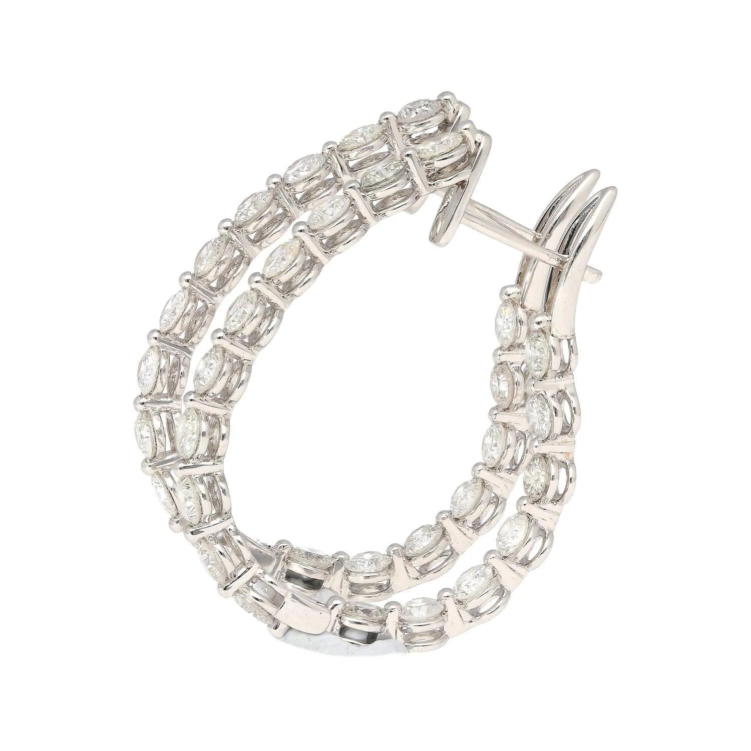3.72 Carat Diamond Full Eternity Hoop Earrings in 18k White Gold - Image 6