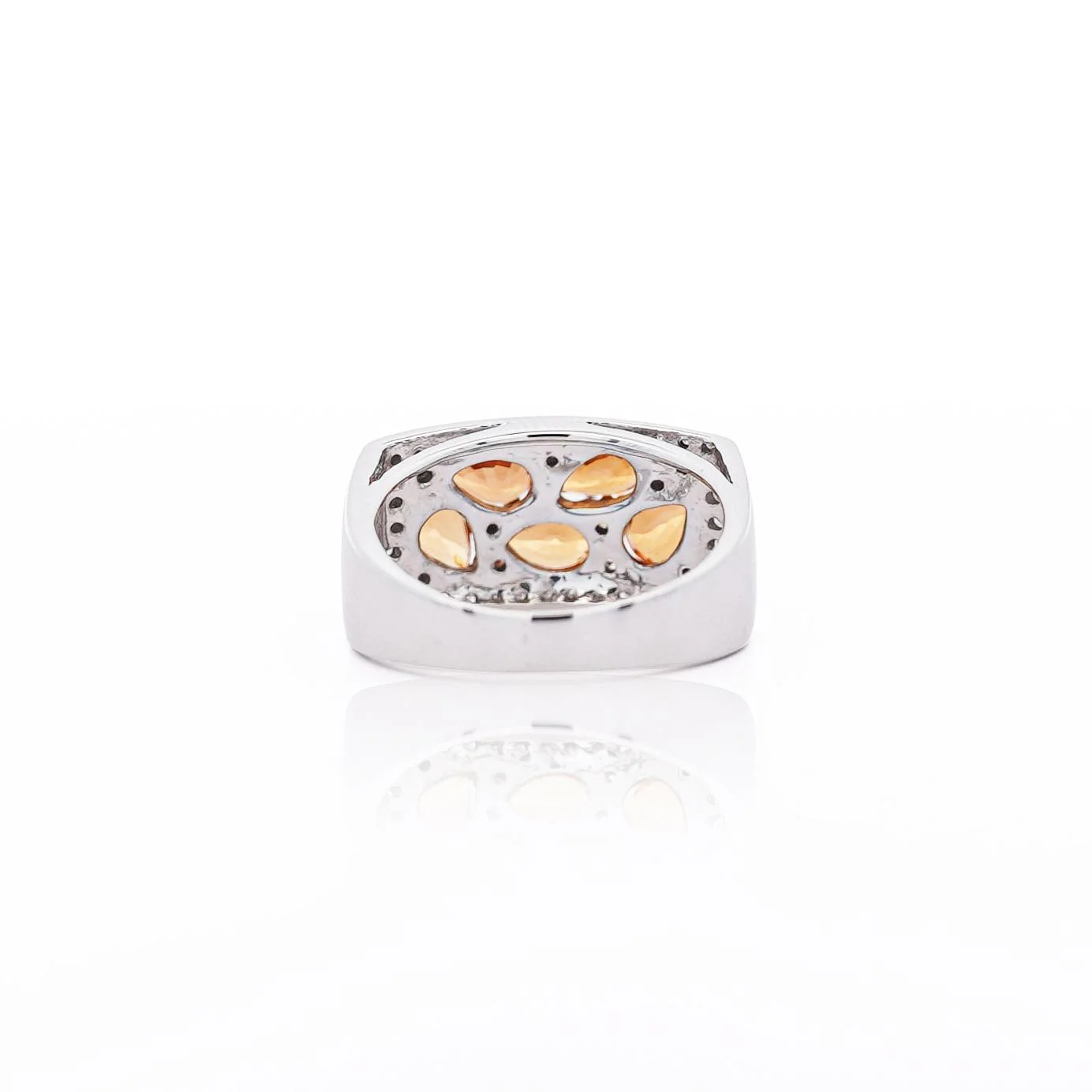 3.75 Carat Pear-Cut Orange Sapphire and Diamond Cluster 14K Gold Ring - Image 5